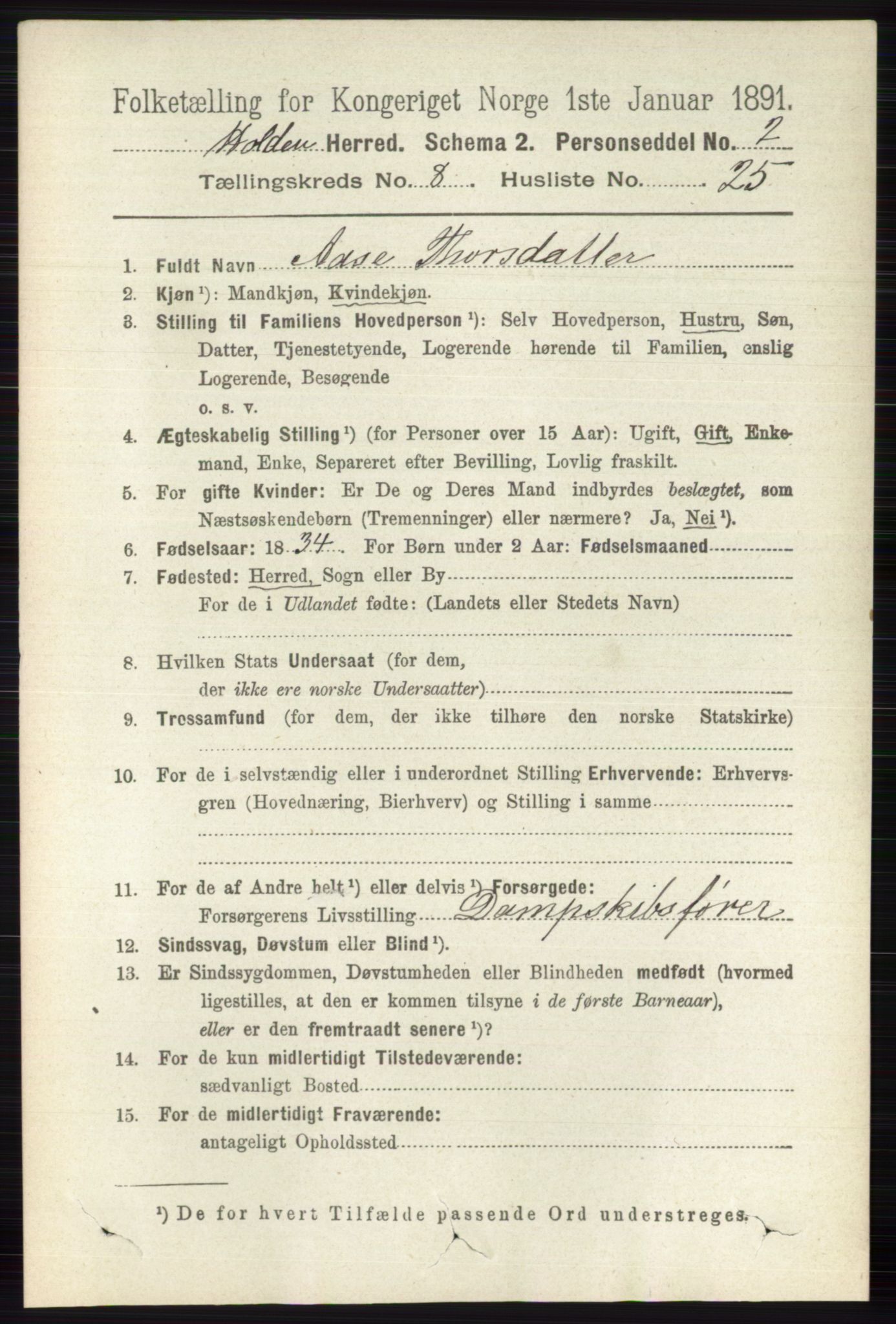 RA, 1891 census for 0819 Holla, 1891, p. 3823