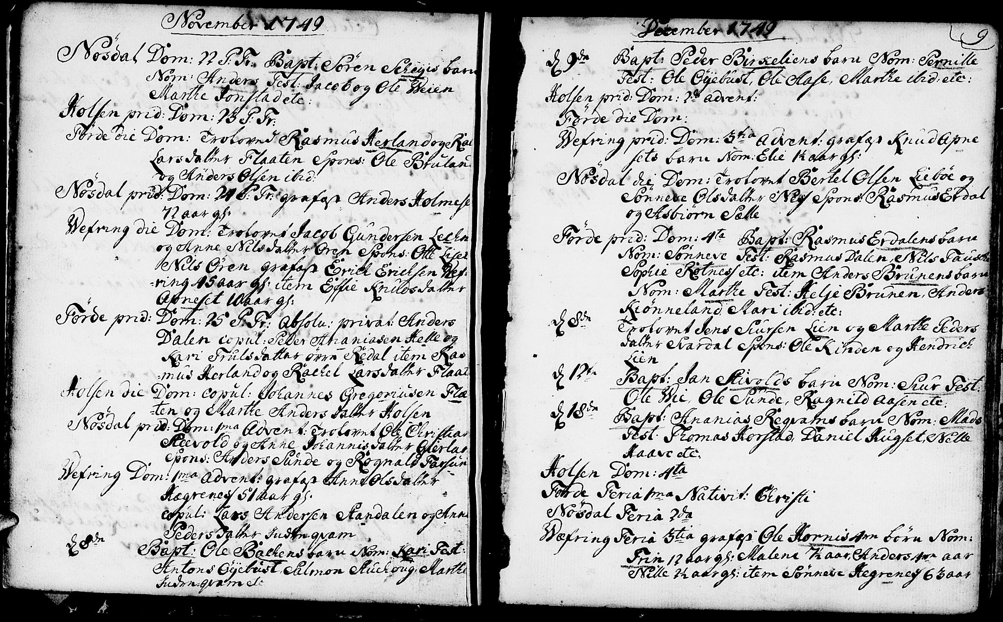 Førde sokneprestembete, SAB/A-79901/H/Haa/Haaa/L0003: Parish register (official) no. A 3, 1749-1764, p. 9