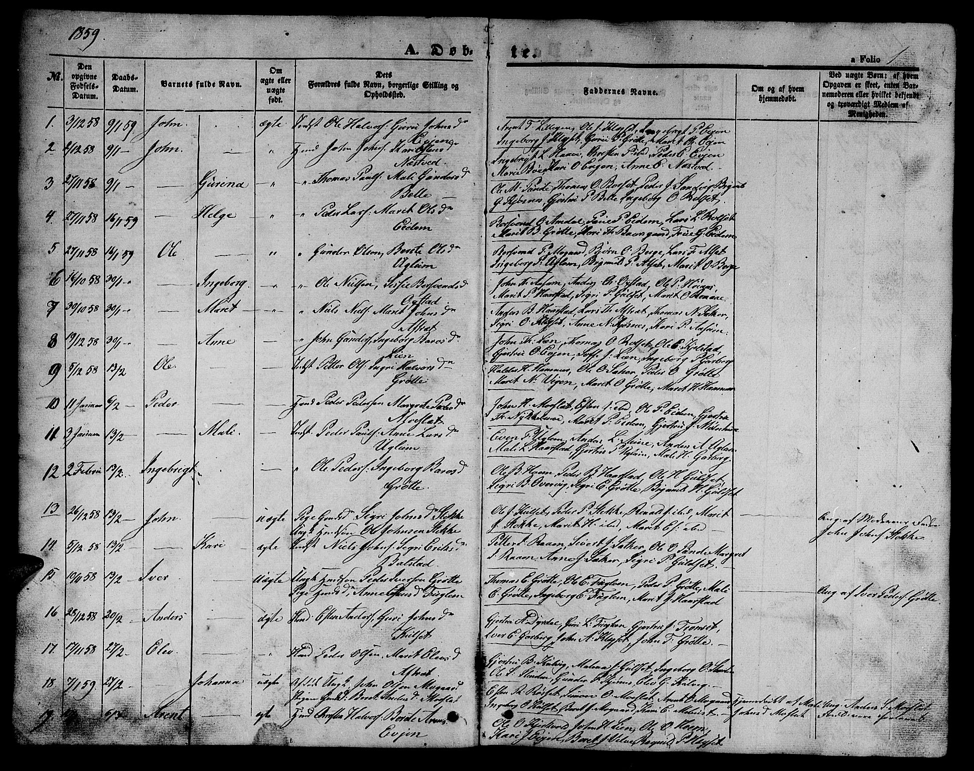 Ministerialprotokoller, klokkerbøker og fødselsregistre - Sør-Trøndelag, AV/SAT-A-1456/695/L1155: Parish register (copy) no. 695C06, 1859-1868, p. 1
