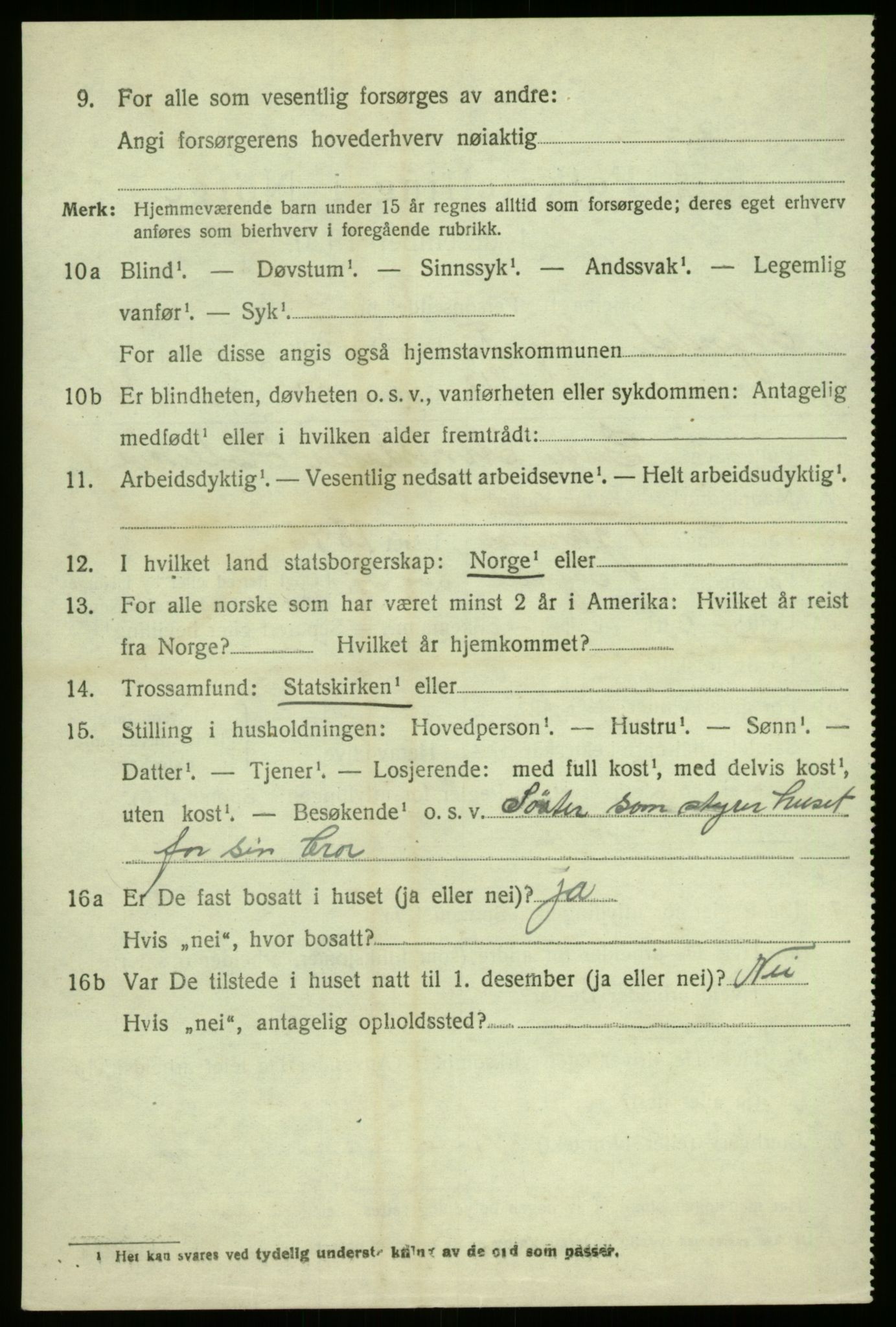 SAB, 1920 census for Sogndal, 1920, p. 5584