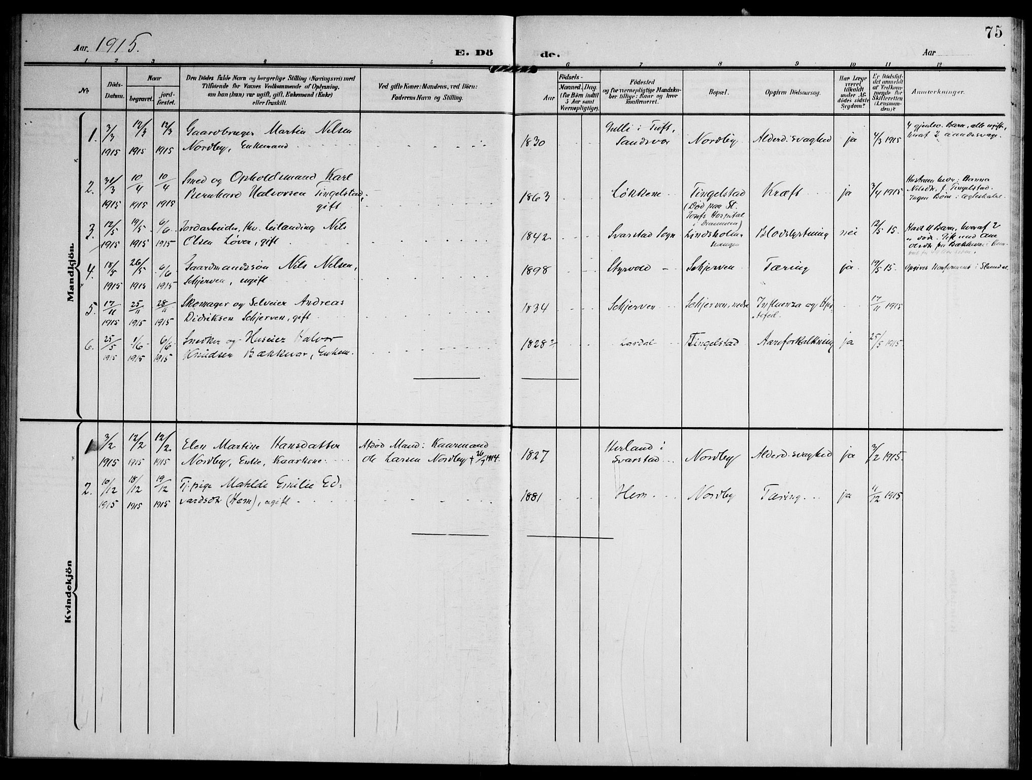 Lardal kirkebøker, SAKO/A-350/F/Fc/L0002: Parish register (official) no. III 2, 1907-1921, p. 75