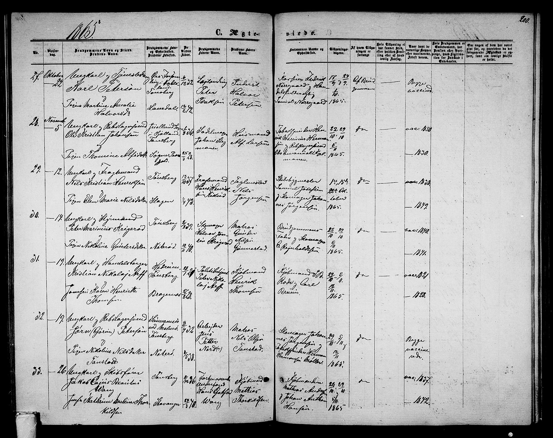Tønsberg kirkebøker, SAKO/A-330/G/Ga/L0004: Parish register (copy) no. 4, 1865-1874, p. 200