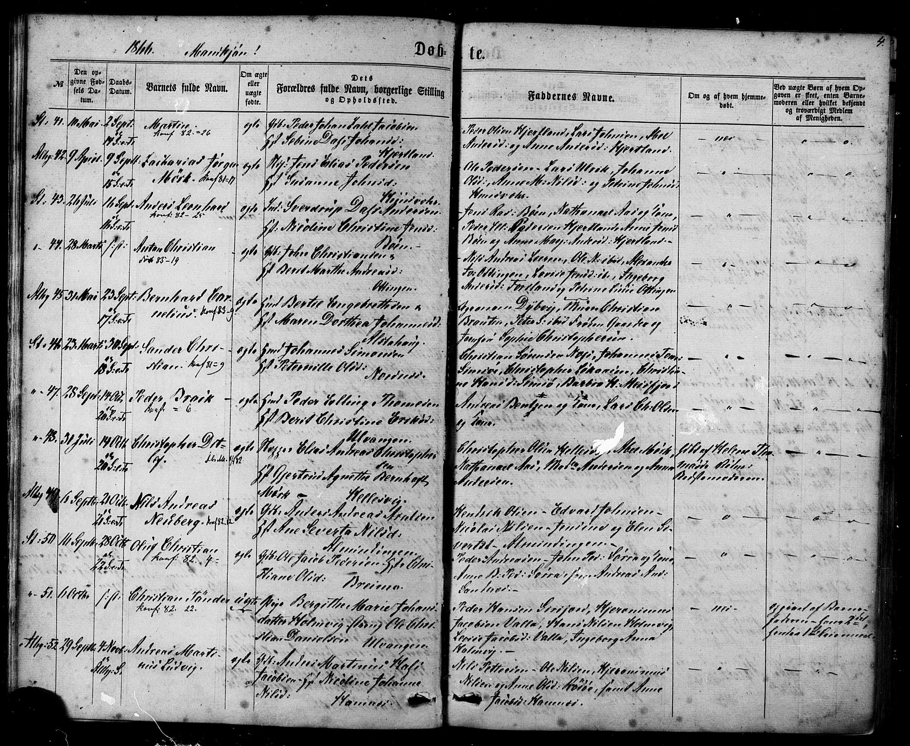 Ministerialprotokoller, klokkerbøker og fødselsregistre - Nordland, AV/SAT-A-1459/830/L0449: Parish register (official) no. 830A13, 1866-1886, p. 4