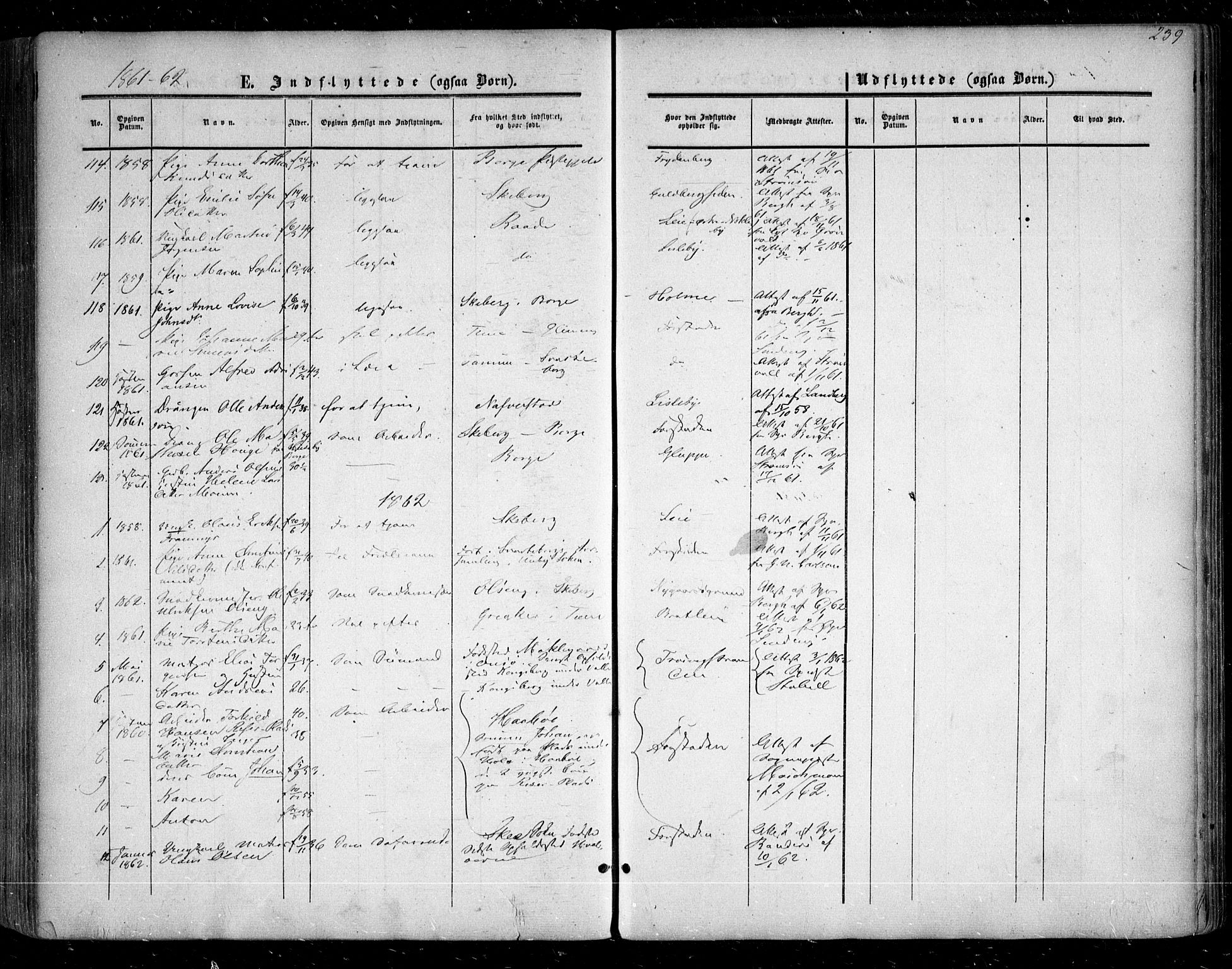 Glemmen prestekontor Kirkebøker, SAO/A-10908/F/Fa/L0007: Parish register (official) no. 7, 1853-1862, p. 239