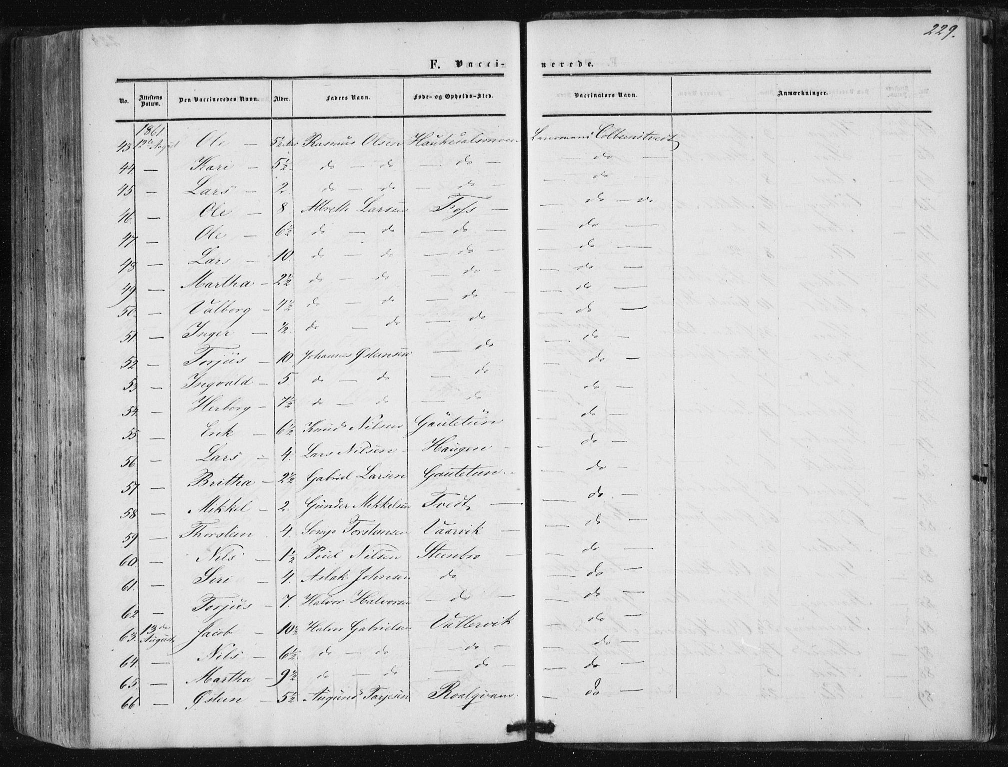 Suldal sokneprestkontor, AV/SAST-A-101845/01/IV/L0009: Parish register (official) no. A 9, 1854-1868, p. 229