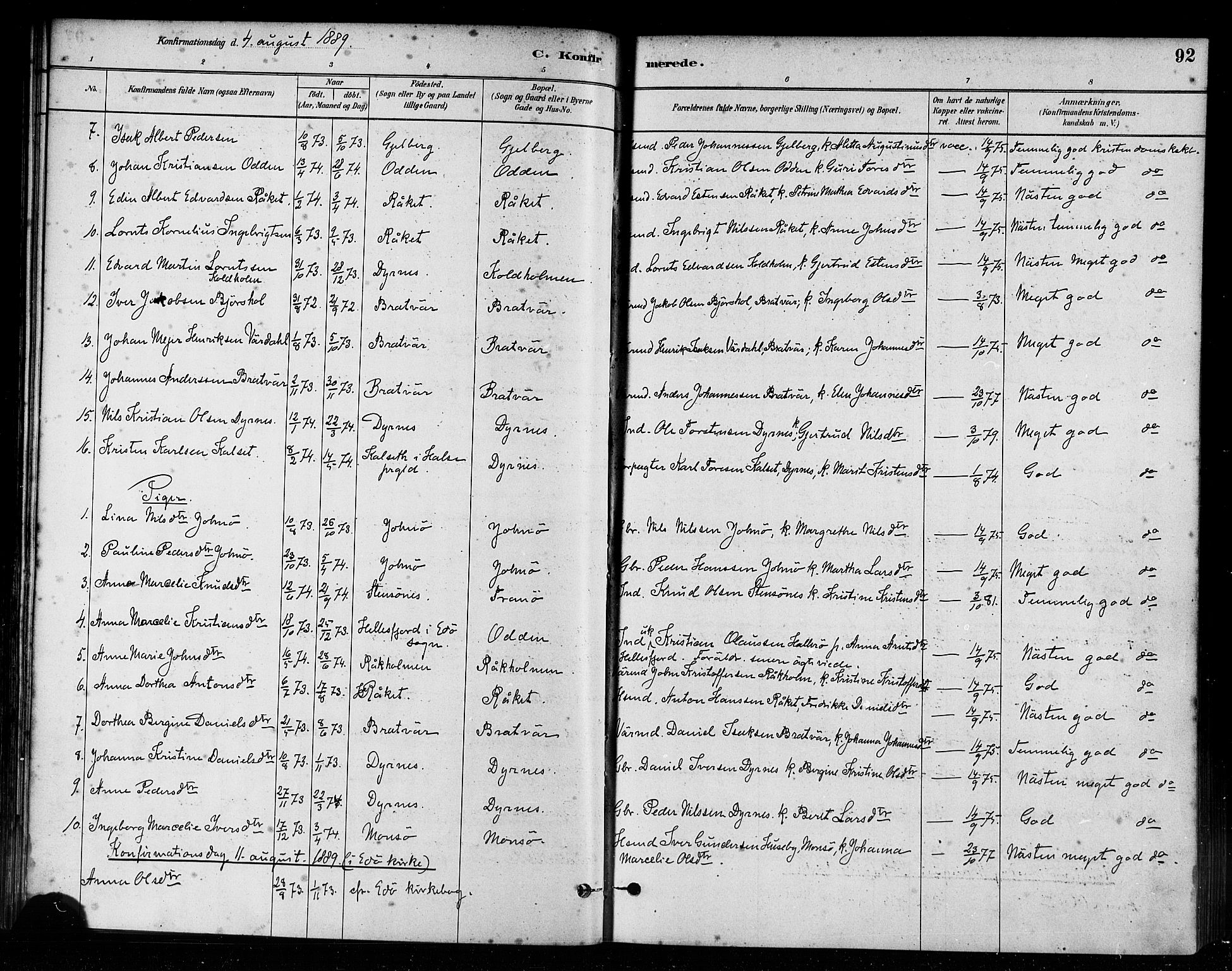 Ministerialprotokoller, klokkerbøker og fødselsregistre - Møre og Romsdal, AV/SAT-A-1454/582/L0947: Parish register (official) no. 582A01, 1880-1900, p. 92