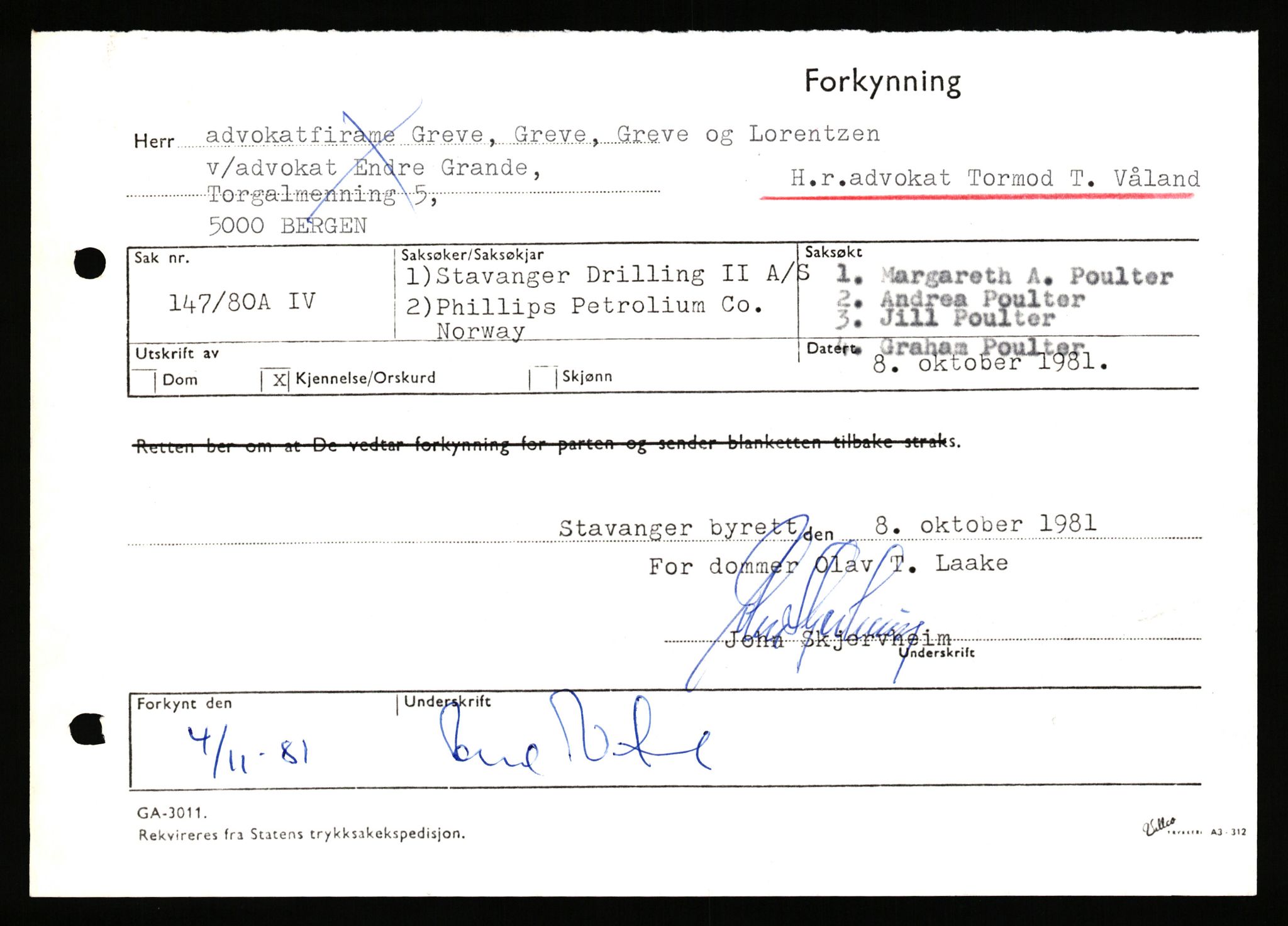 Stavanger byrett, AV/SAST-A-100455/003/F/Fh/Fhb/L0039h: A IV sak nr 147, 1980, p. 271