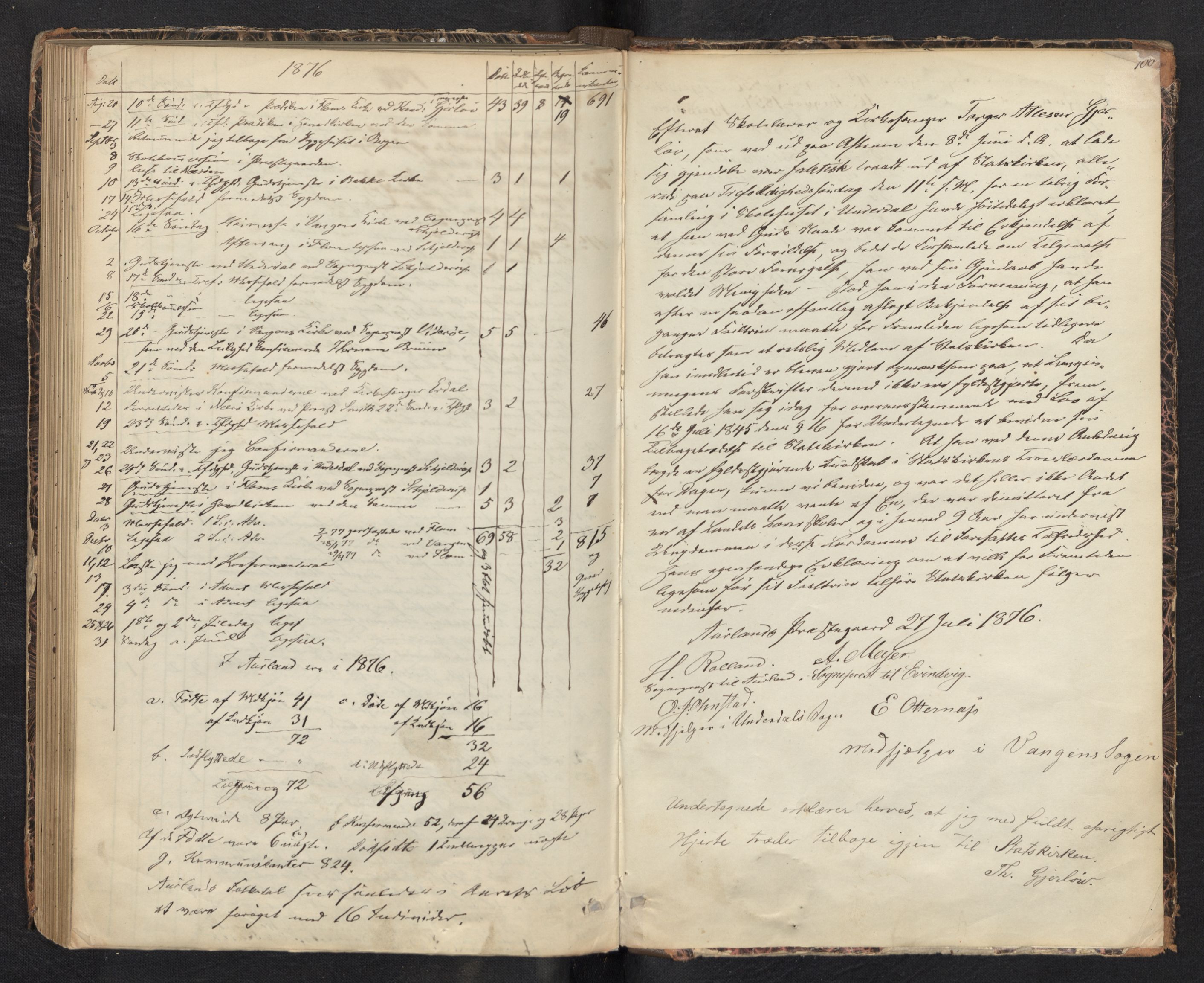 Aurland sokneprestembete, SAB/A-99937/H/Ha/Haf: Diary records no. F 0, 1844-1876, p. 99b-100a