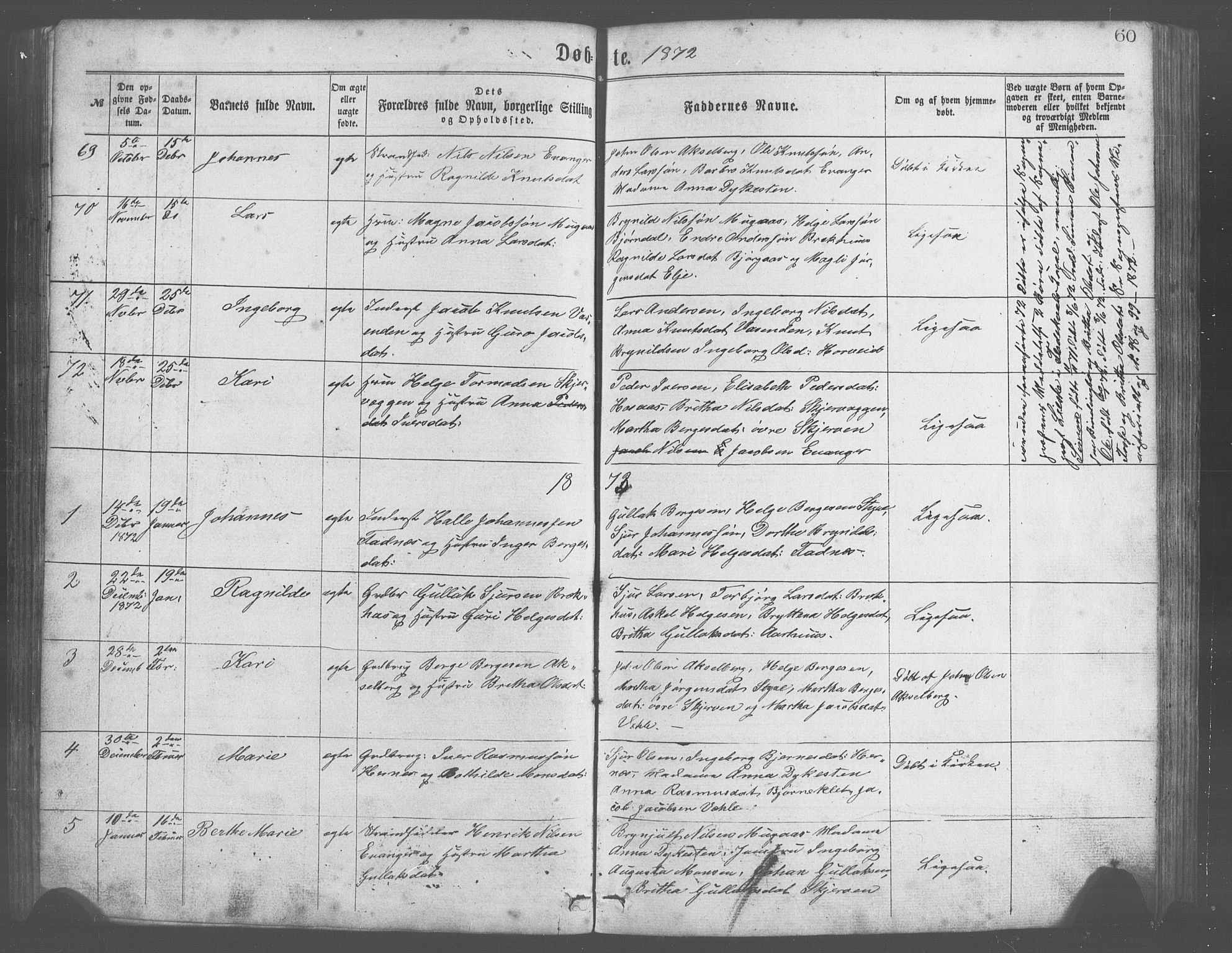 Evanger sokneprestembete, SAB/A-99924: Parish register (copy) no. A 2, 1863-1879, p. 60