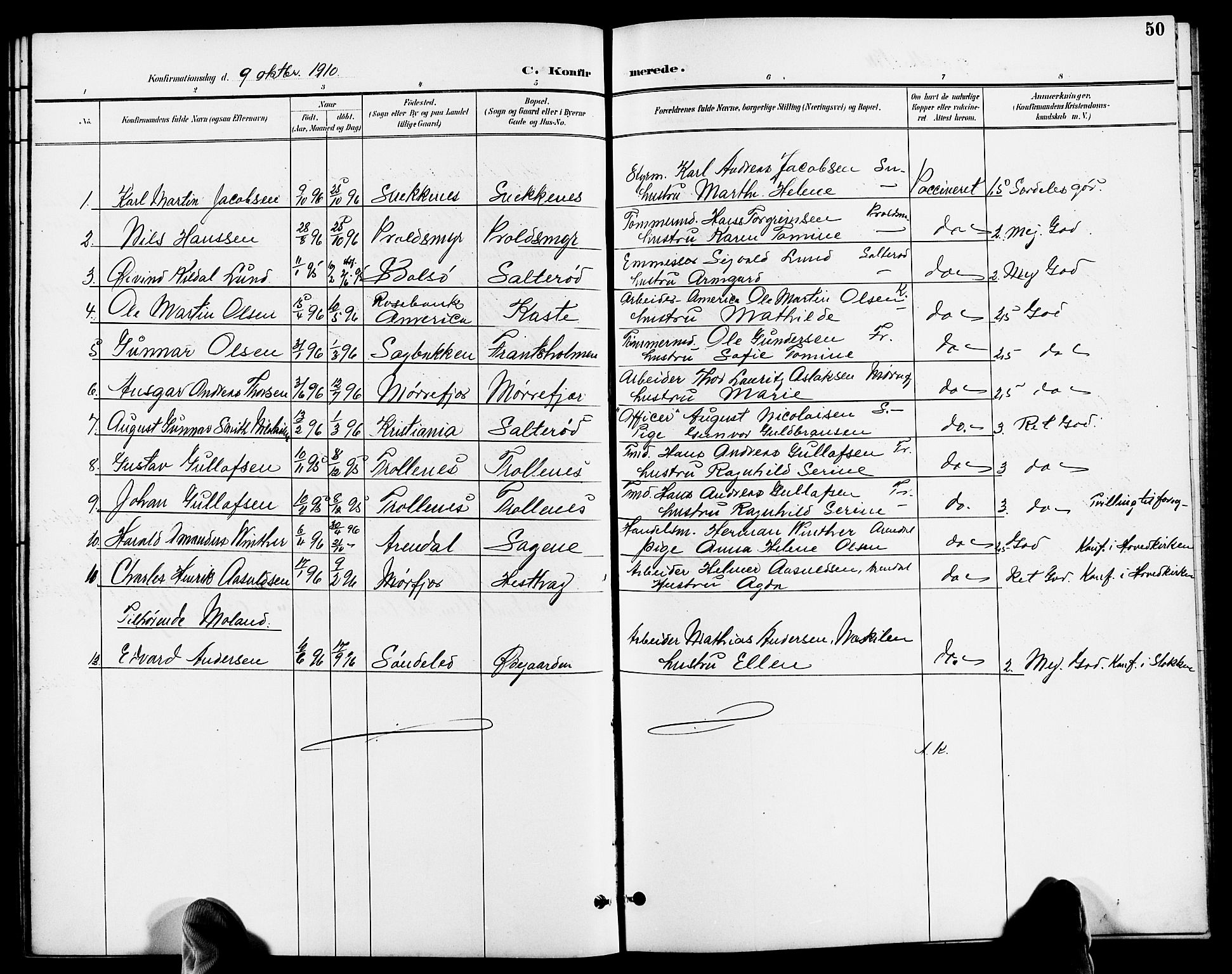 Austre Moland sokneprestkontor, SAK/1111-0001/F/Fb/Fbb/L0002: Parish register (copy) no. B 2, 1894-1918, p. 50