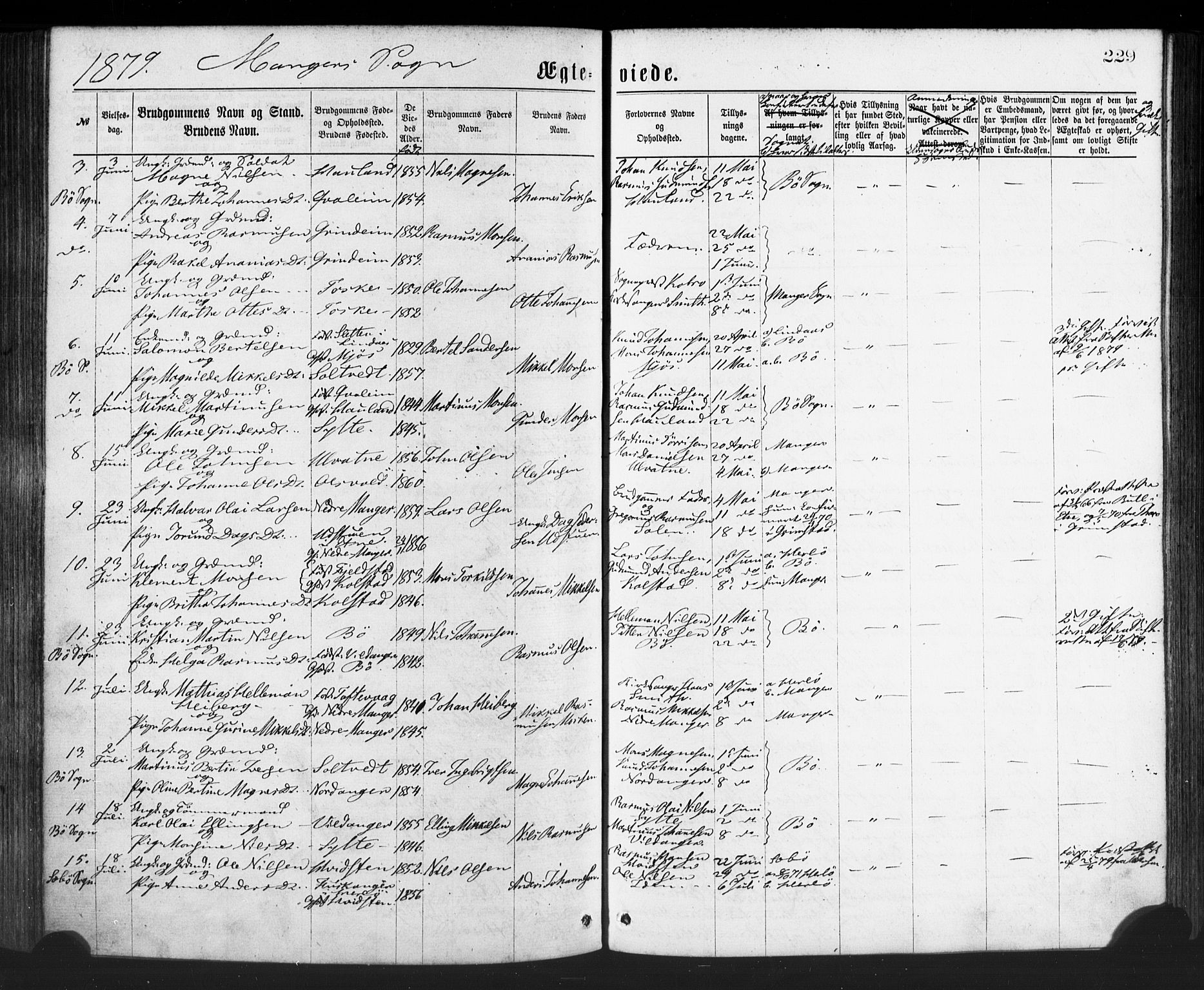 Manger sokneprestembete, SAB/A-76801/H/Haa: Parish register (official) no. A 8, 1871-1880, p. 229