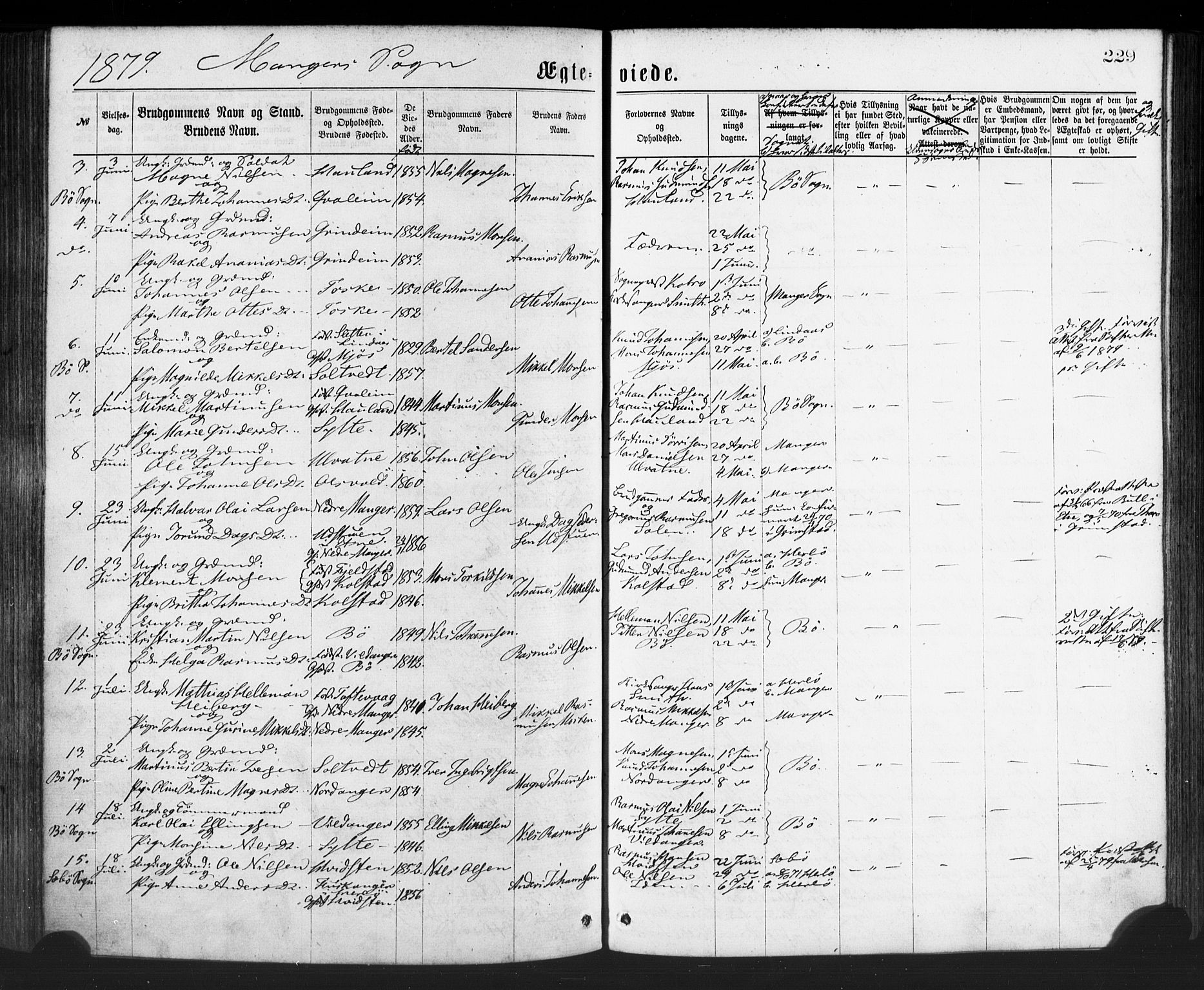 Manger sokneprestembete, AV/SAB-A-76801/H/Haa: Parish register (official) no. A 8, 1871-1880, p. 229