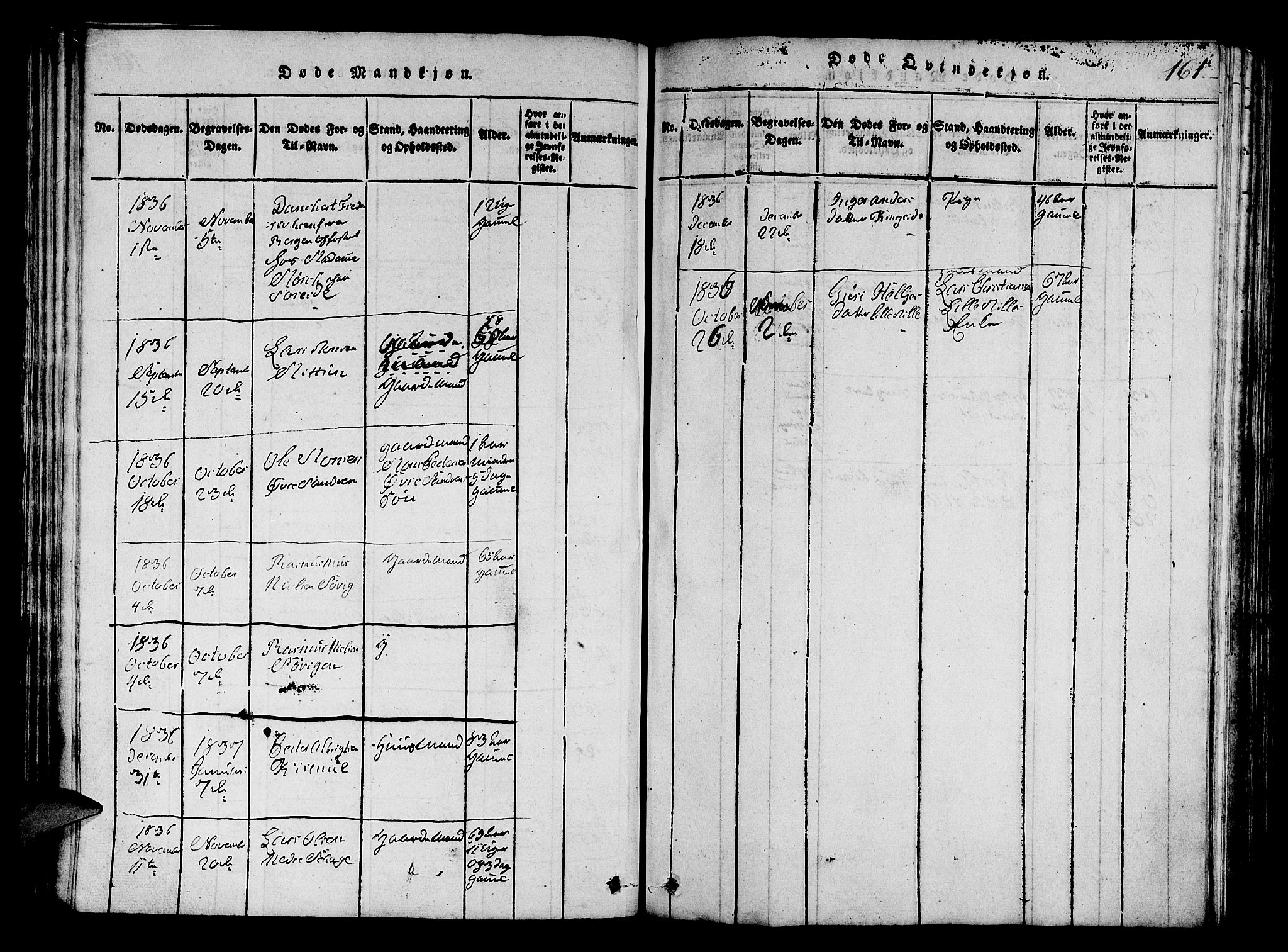 Fana Sokneprestembete, AV/SAB-A-75101/H/Hab/Haba/L0001: Parish register (copy) no. A 1, 1816-1836, p. 161