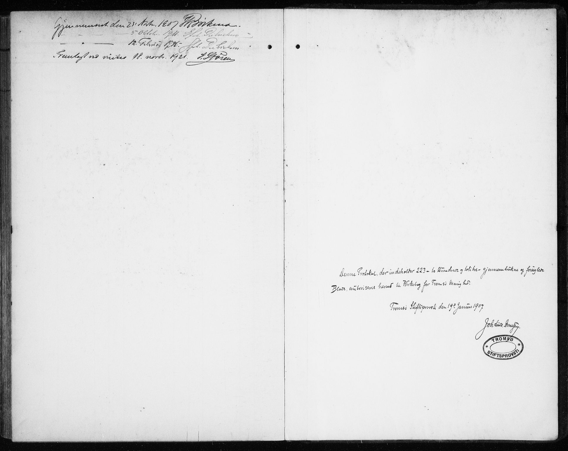 Tromsø sokneprestkontor/stiftsprosti/domprosti, SATØ/S-1343/G/Ga/L0018kirke: Parish register (official) no. 18, 1907-1917