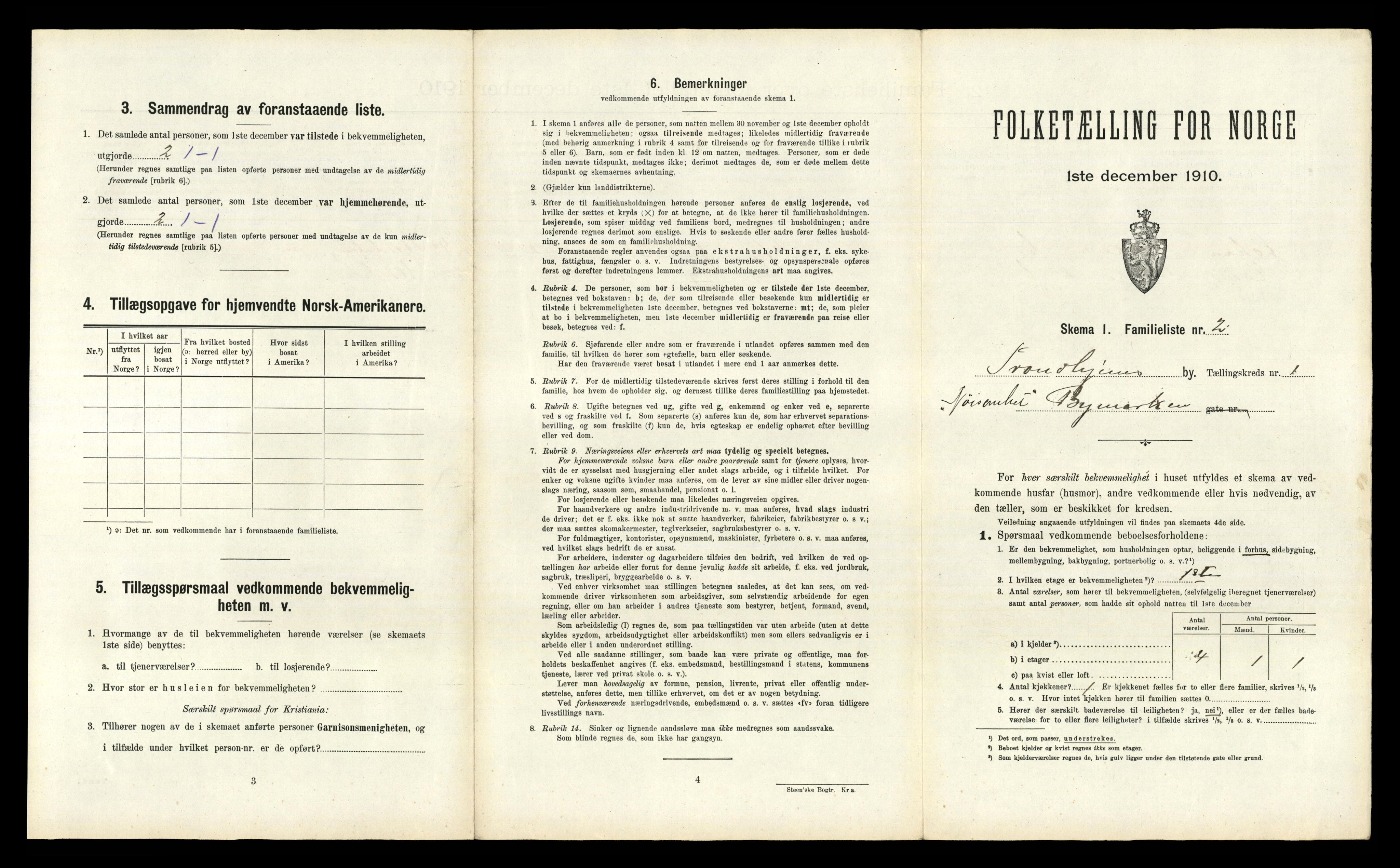 RA, 1910 census for Trondheim, 1910, p. 315