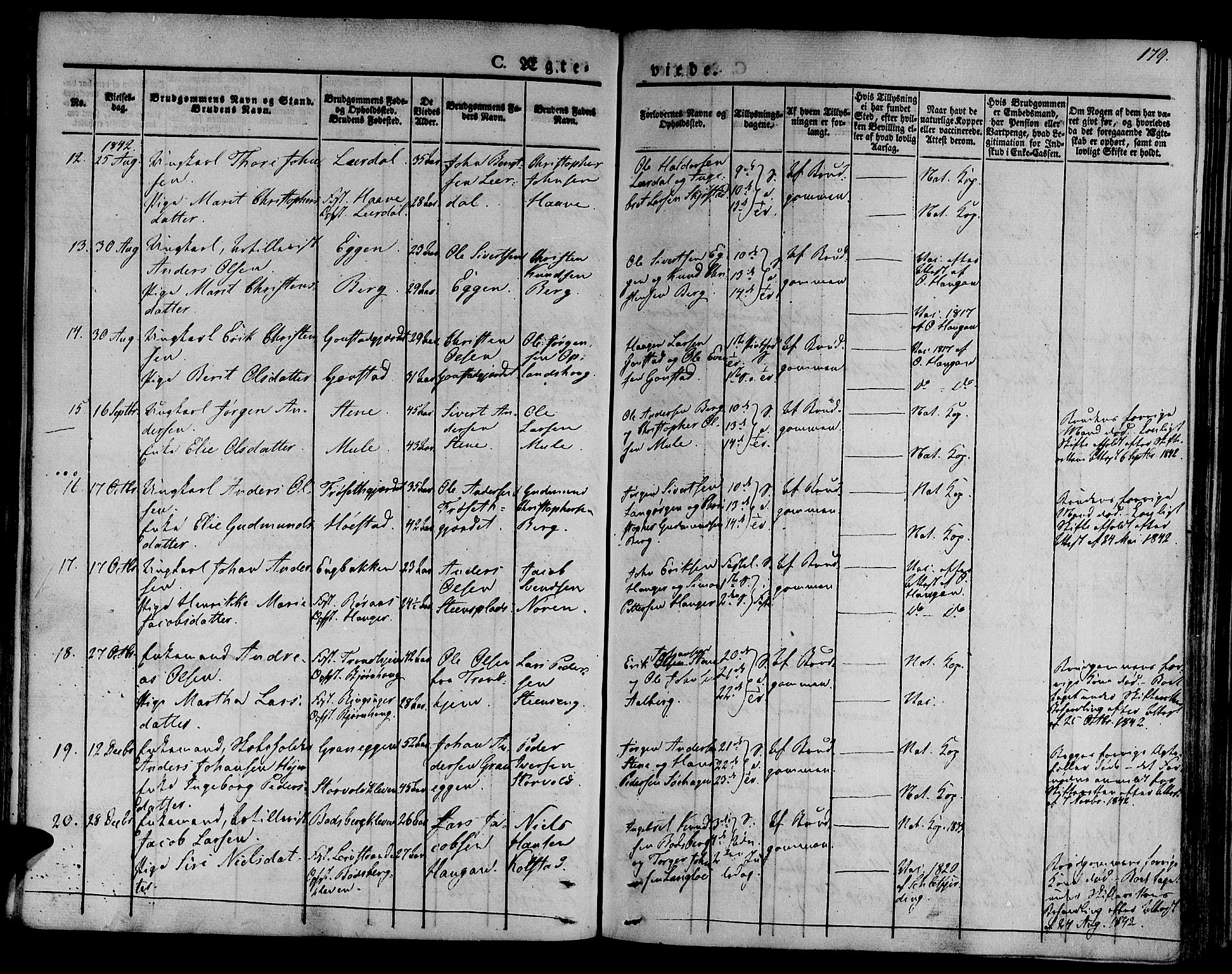 Ministerialprotokoller, klokkerbøker og fødselsregistre - Sør-Trøndelag, SAT/A-1456/612/L0374: Parish register (official) no. 612A07 /1, 1829-1845, p. 179