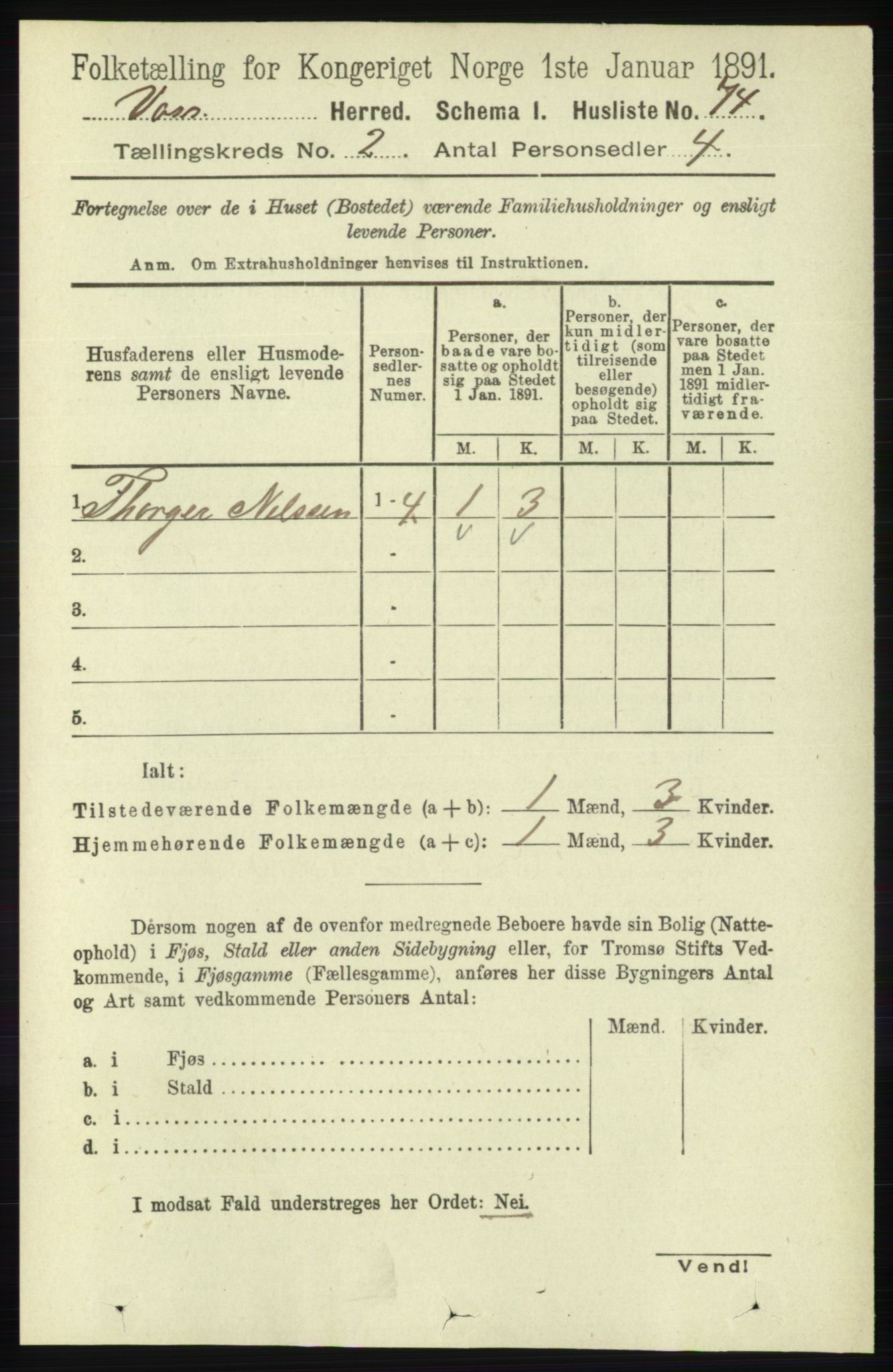 RA, 1891 census for 1235 Voss, 1891, p. 616