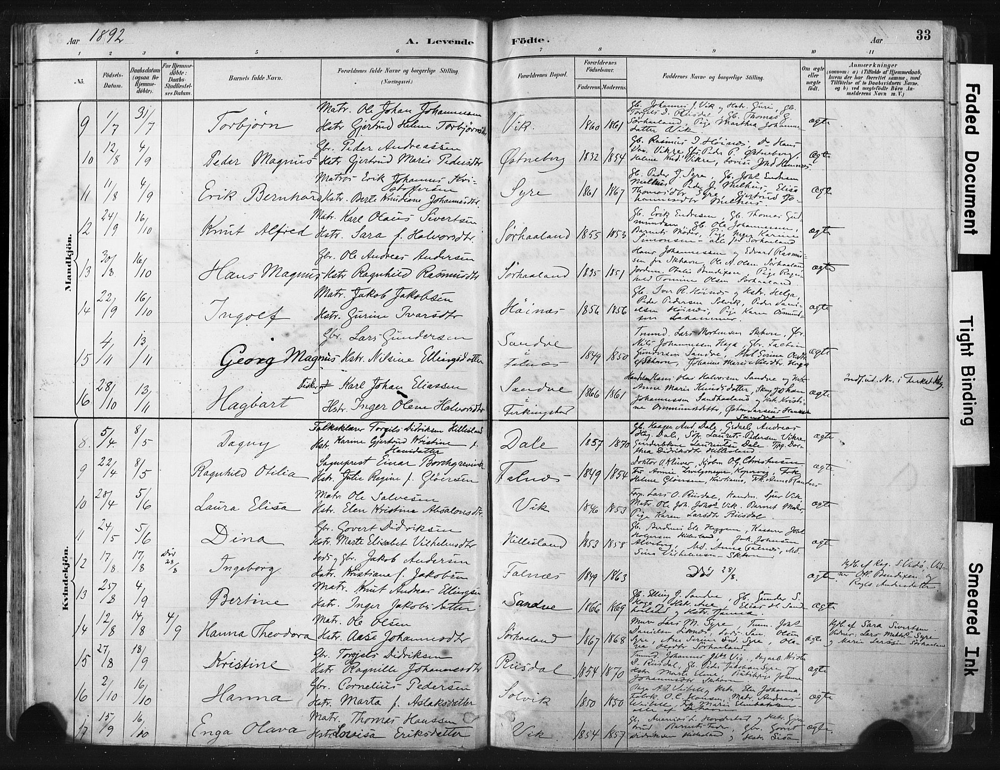 Skudenes sokneprestkontor, AV/SAST-A -101849/H/Ha/Haa/L0009: Parish register (official) no. A 6, 1882-1912, p. 33