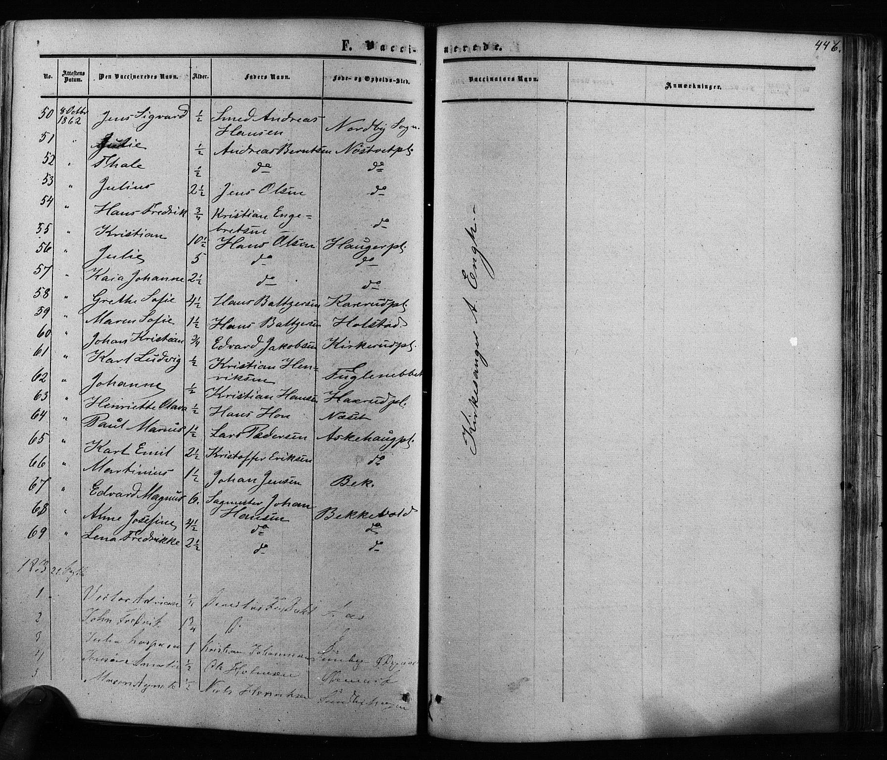 Ås prestekontor Kirkebøker, AV/SAO-A-10894/F/Fa/L0007: Parish register (official) no. I 7, 1854-1870, p. 446