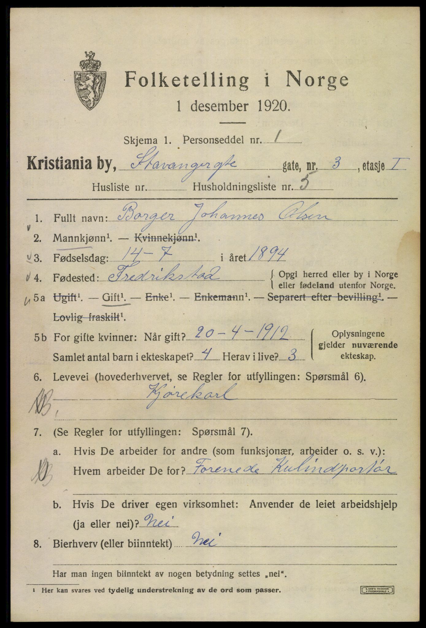 SAO, 1920 census for Kristiania, 1920, p. 536417