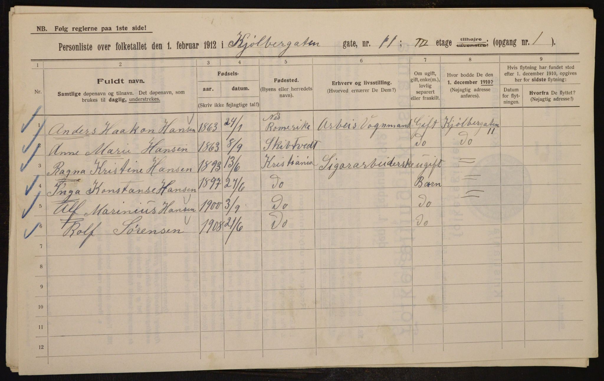 OBA, Municipal Census 1912 for Kristiania, 1912, p. 51770