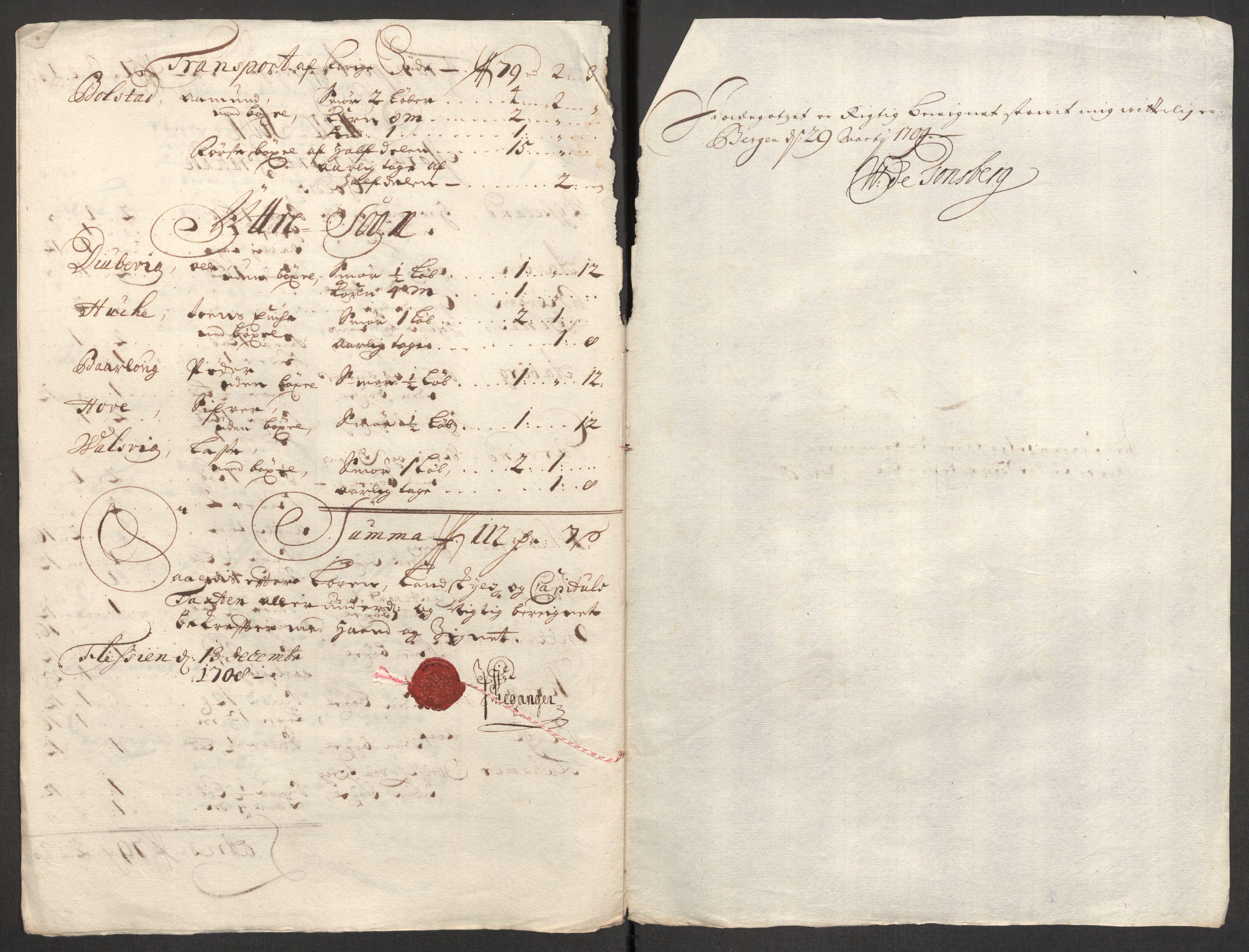 Rentekammeret inntil 1814, Reviderte regnskaper, Fogderegnskap, AV/RA-EA-4092/R52/L3315: Fogderegnskap Sogn, 1708, p. 112