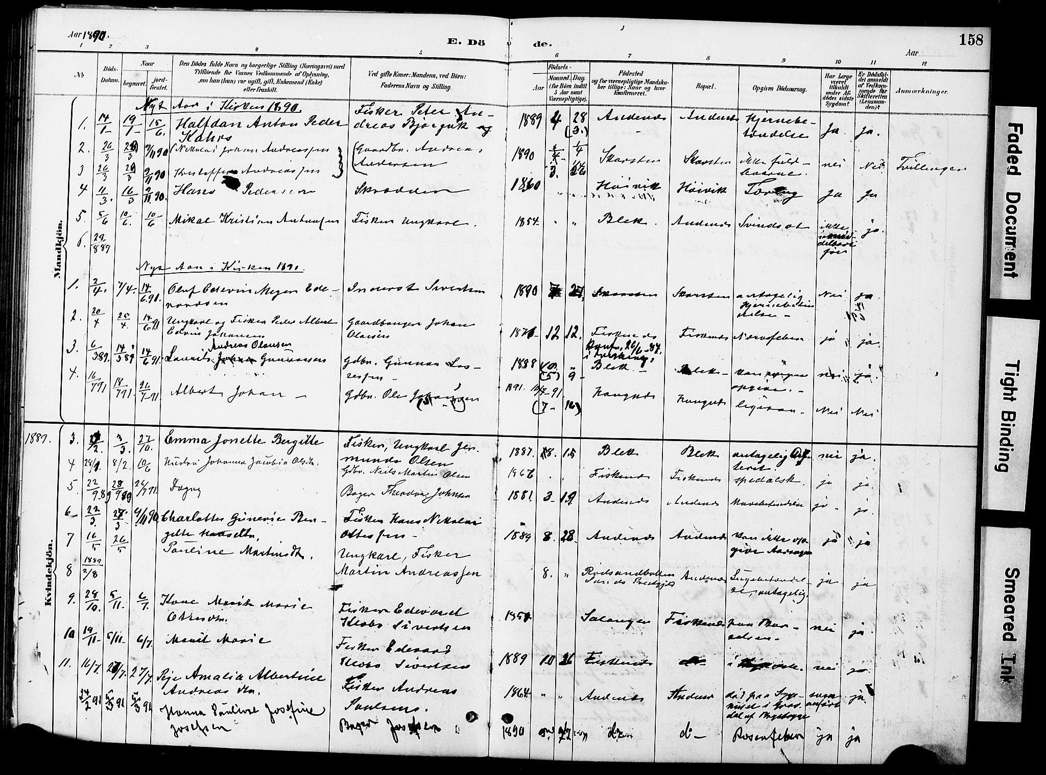 Ministerialprotokoller, klokkerbøker og fødselsregistre - Nordland, SAT/A-1459/899/L1448: Parish register (copy) no. 899C03, 1887-1902, p. 158