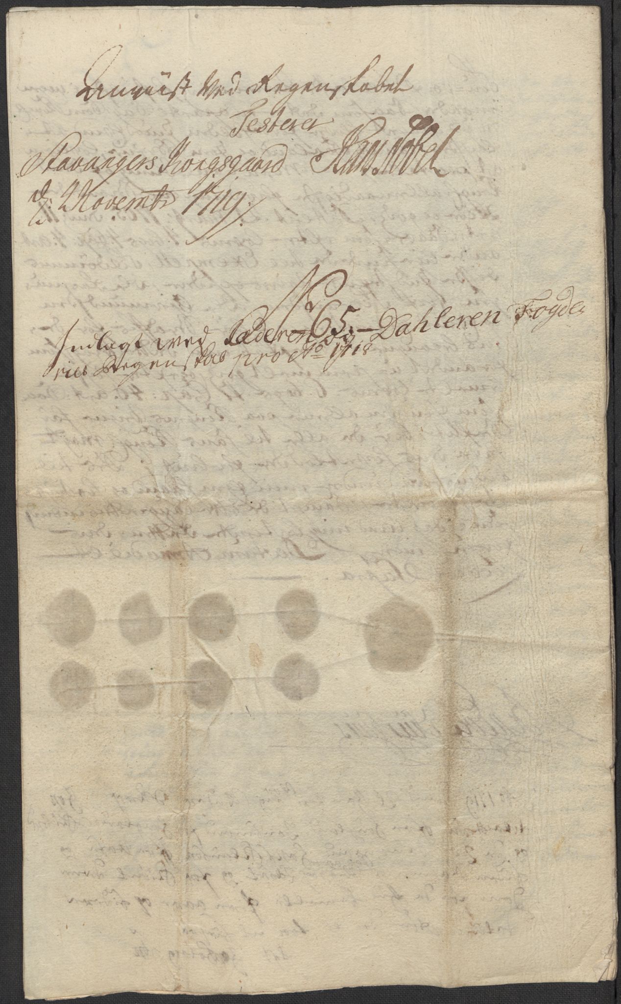 Rentekammeret inntil 1814, Reviderte regnskaper, Fogderegnskap, AV/RA-EA-4092/R46/L2743: Fogderegnskap Jæren og Dalane, 1718, p. 280