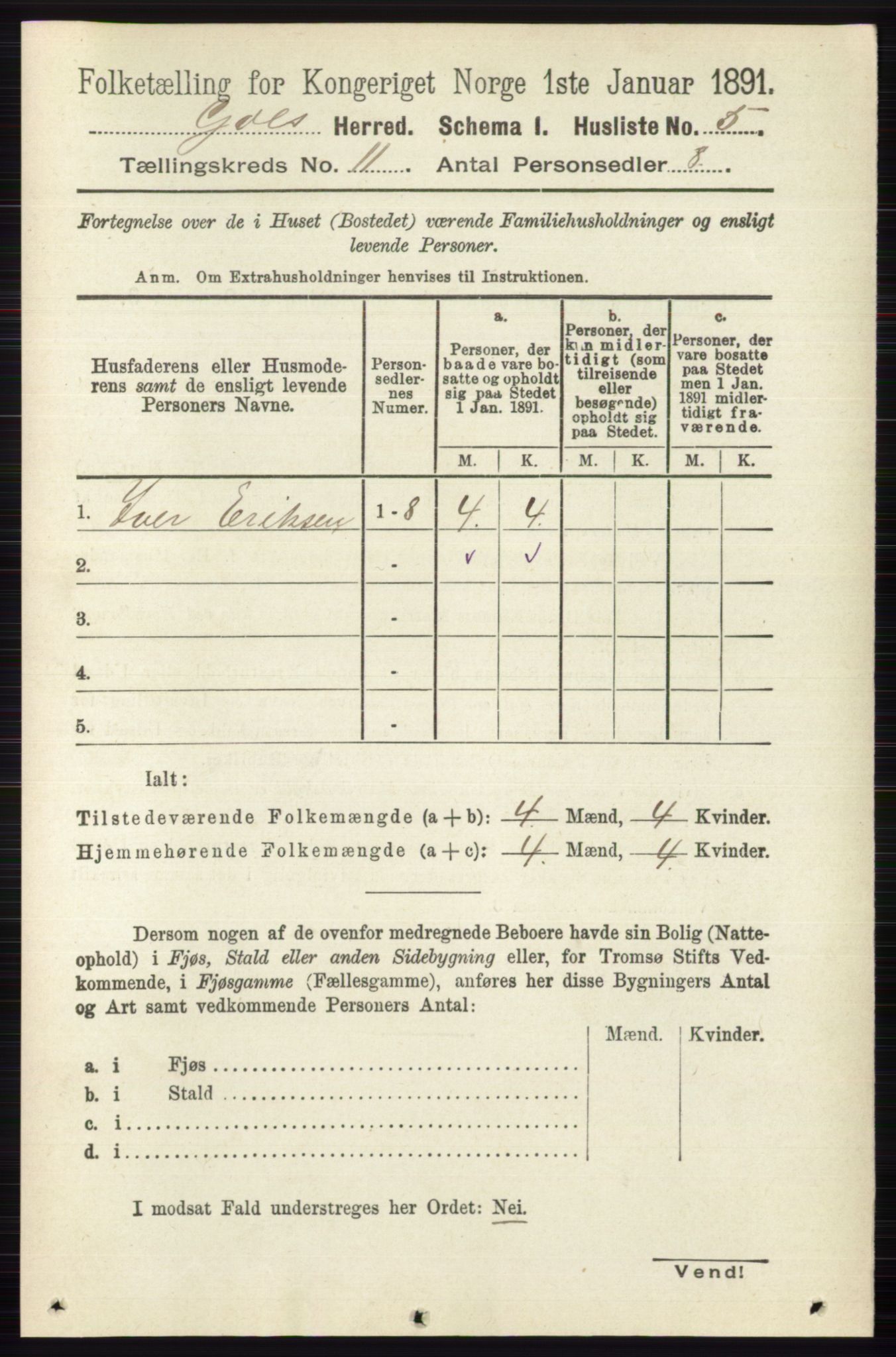 RA, 1891 census for 0617 Gol og Hemsedal, 1891, p. 4286