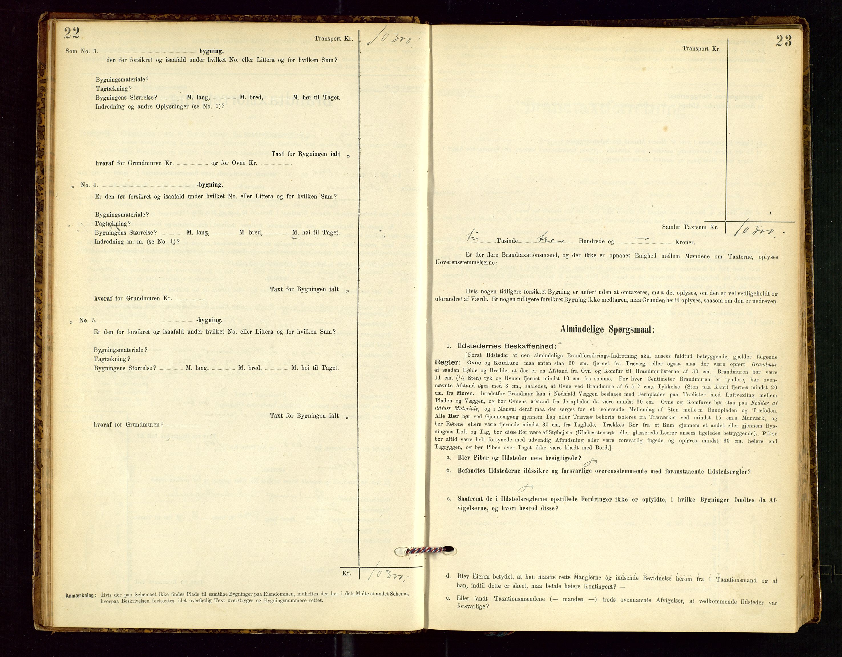 Finnøy lensmannskontor, SAST/A-100442/Goa/L0003: Branntakstprotokoll - skjemaprotokoll, 1896-1954, p. 22-23