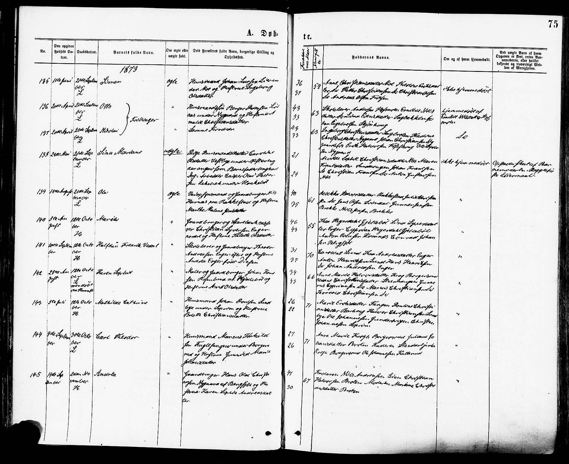 Høland prestekontor Kirkebøker, SAO/A-10346a/F/Fa/L0012.a: Parish register (official) no. I 12A, 1869-1879, p. 75