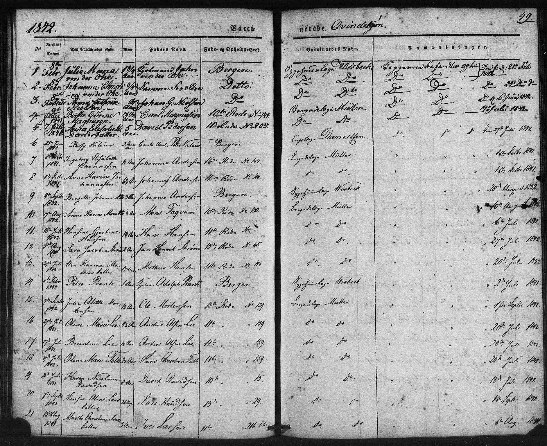 Domkirken sokneprestembete, SAB/A-74801/H/Haa/L0046: Parish register (official) no. F 1, 1841-1852, p. 49
