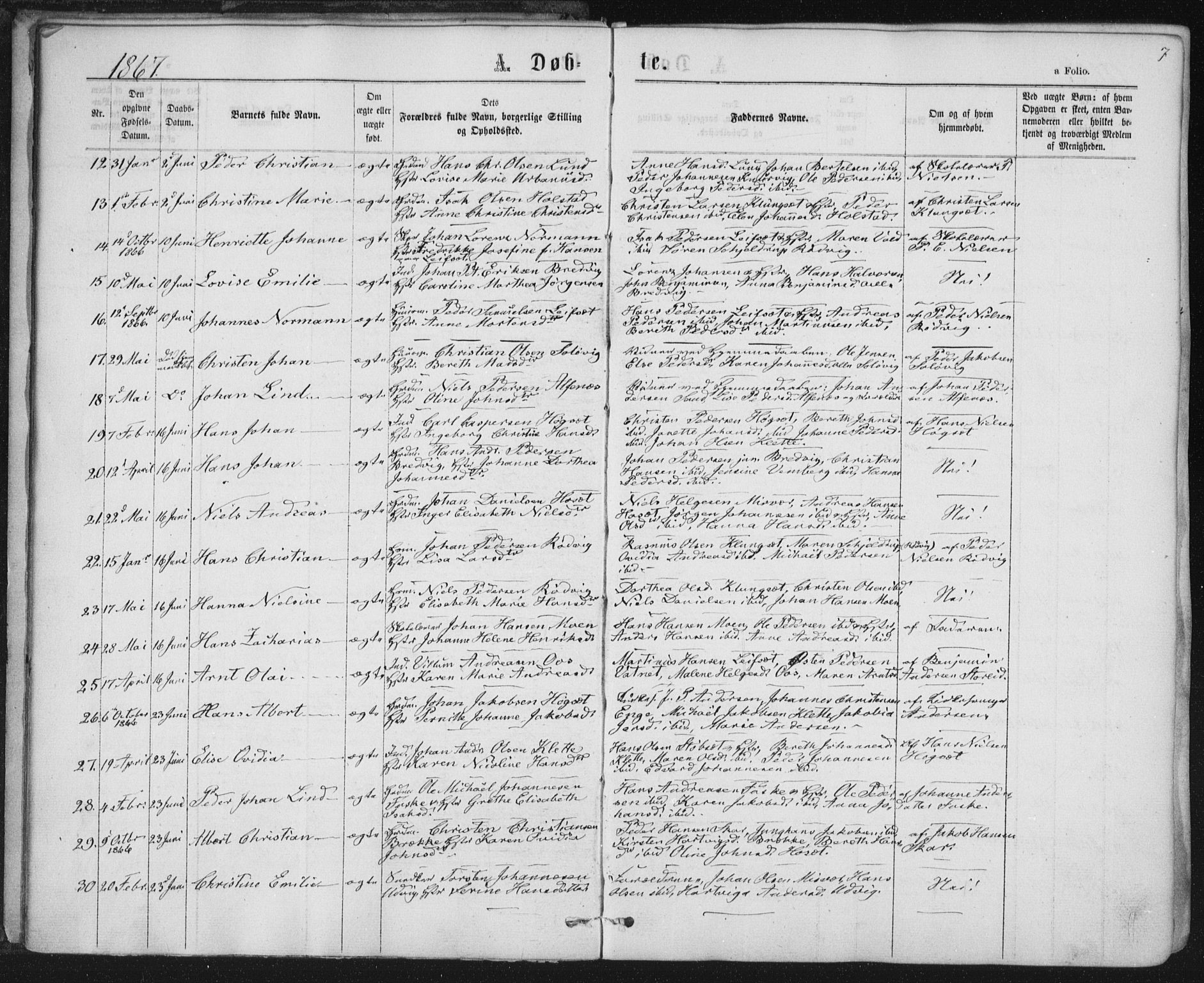 Ministerialprotokoller, klokkerbøker og fødselsregistre - Nordland, SAT/A-1459/852/L0739: Parish register (official) no. 852A09, 1866-1877, p. 7