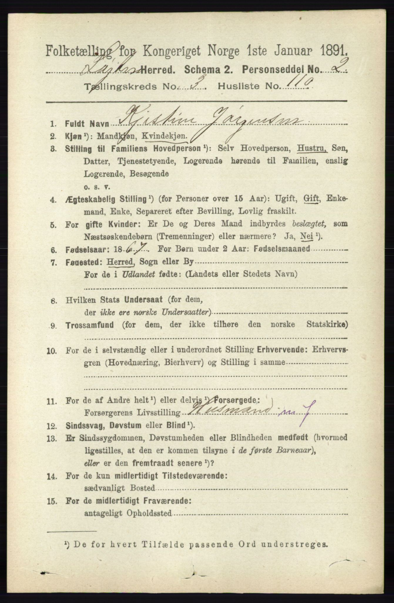 RA, 1891 census for 0415 Løten, 1891, p. 2660