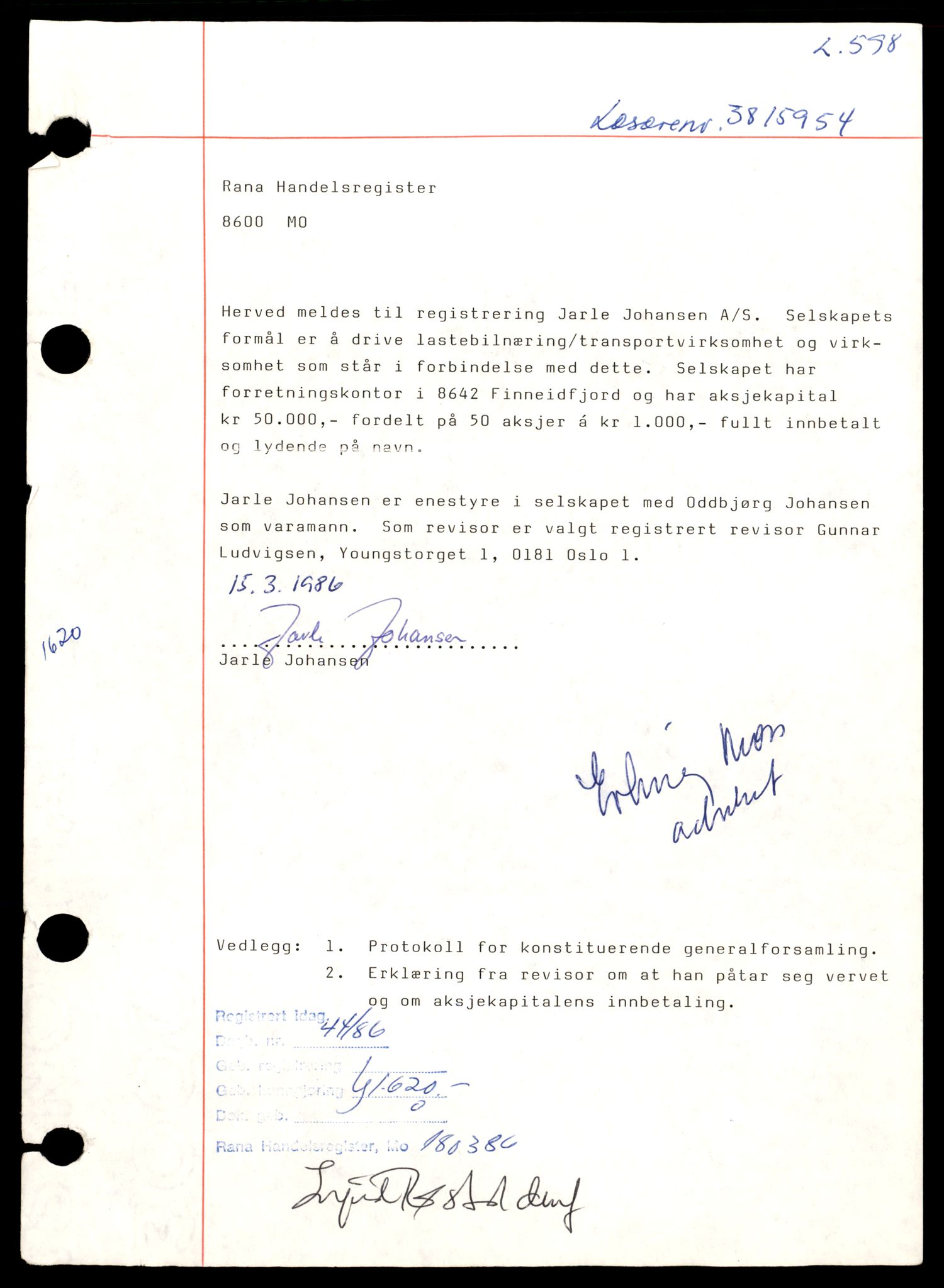 Rana sorenskriveri , SAT/A-1108/2/J/Jc/Jca/L0003: Aksjeselskap A - Å, 1976-1988, p. 3