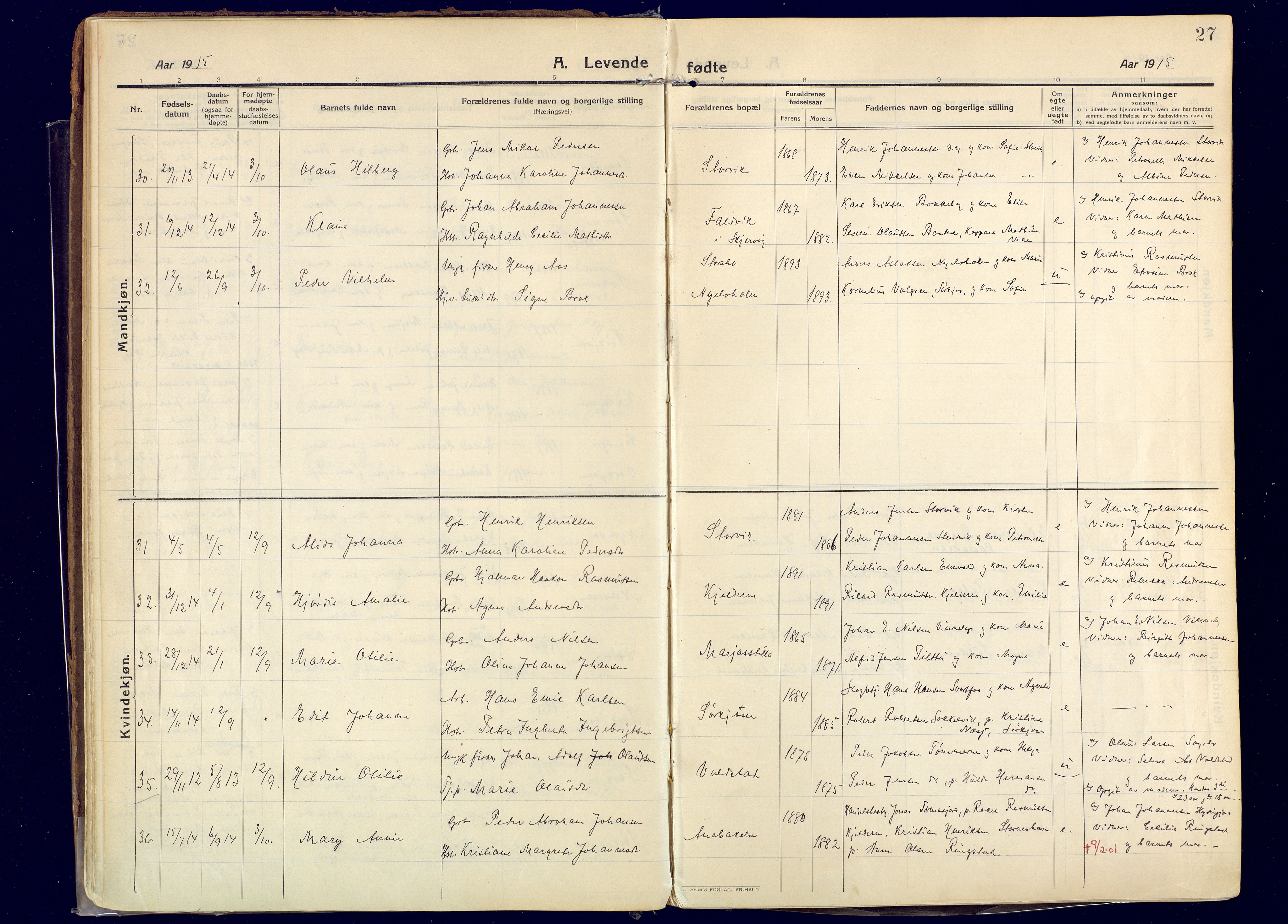 Skjervøy sokneprestkontor, AV/SATØ-S-1300/H/Ha/Haa: Parish register (official) no. 20, 1911-1931, p. 27