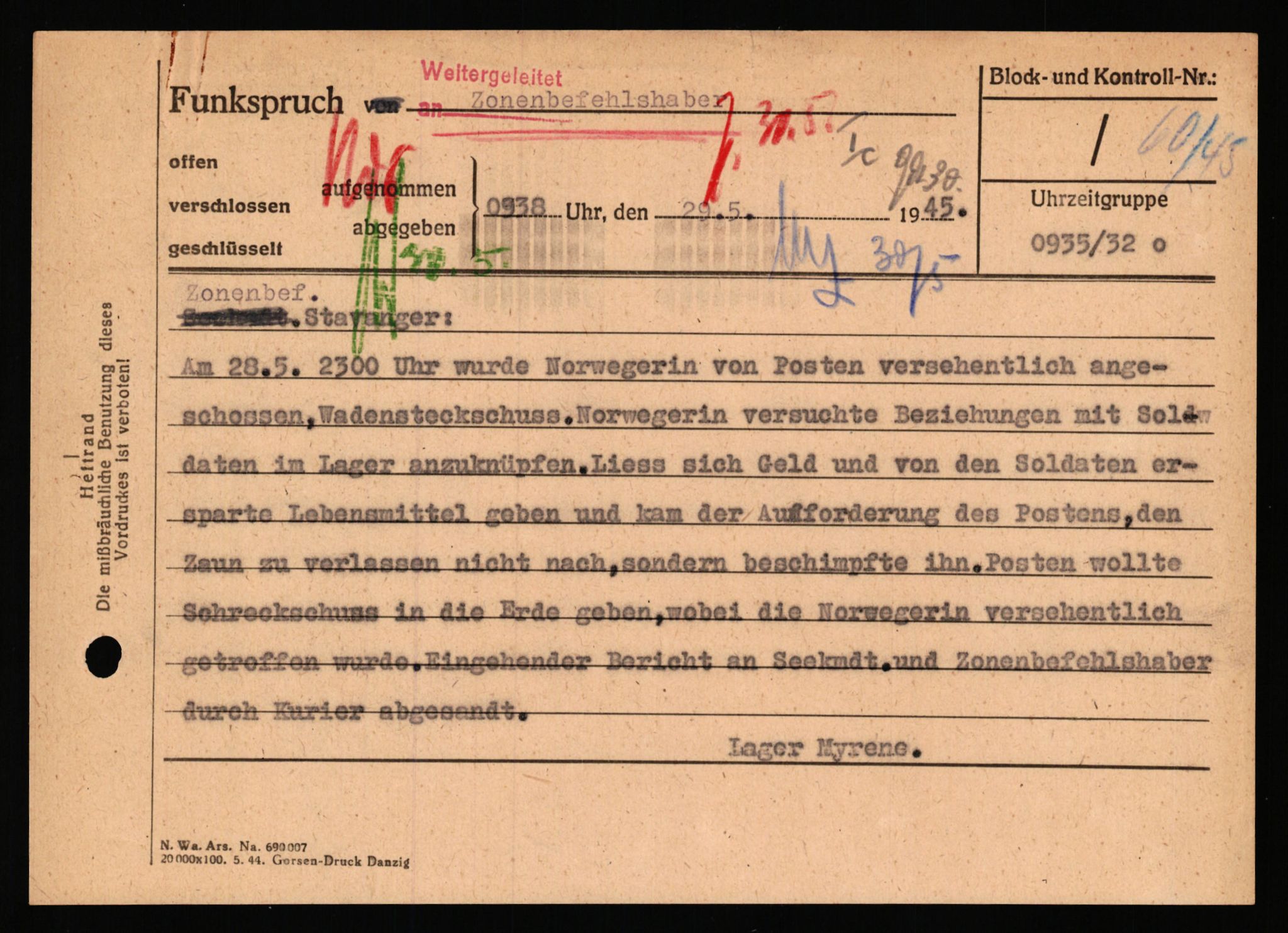 Deutscher Oberbefehlshaber Norwegen (DOBN), AV/RA-RAFA-2197/D/Dl/L0119: DB Zone Stavanger Abt. Ic, 1945, p. 122