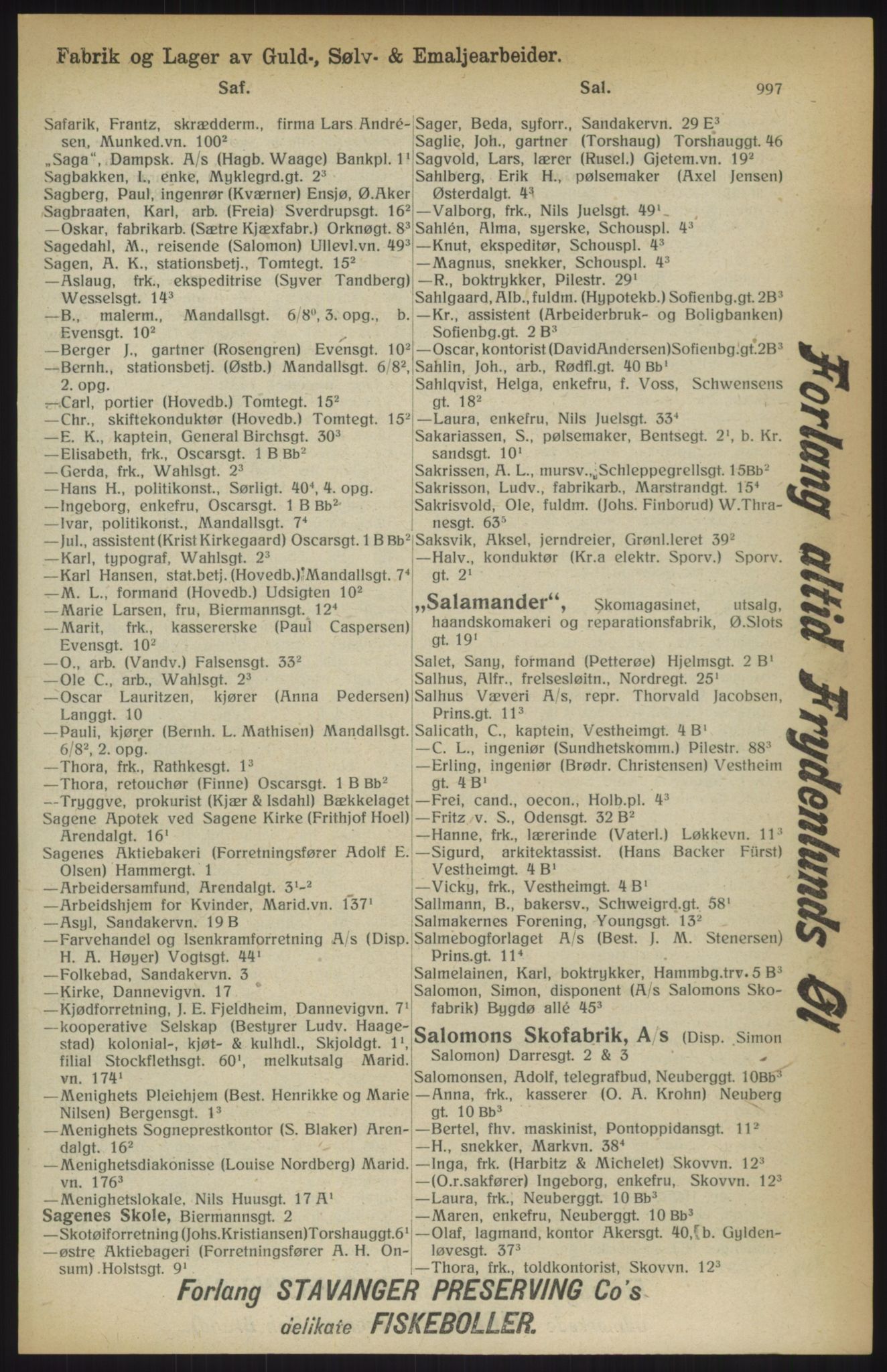 Kristiania/Oslo adressebok, PUBL/-, 1914, p. 997