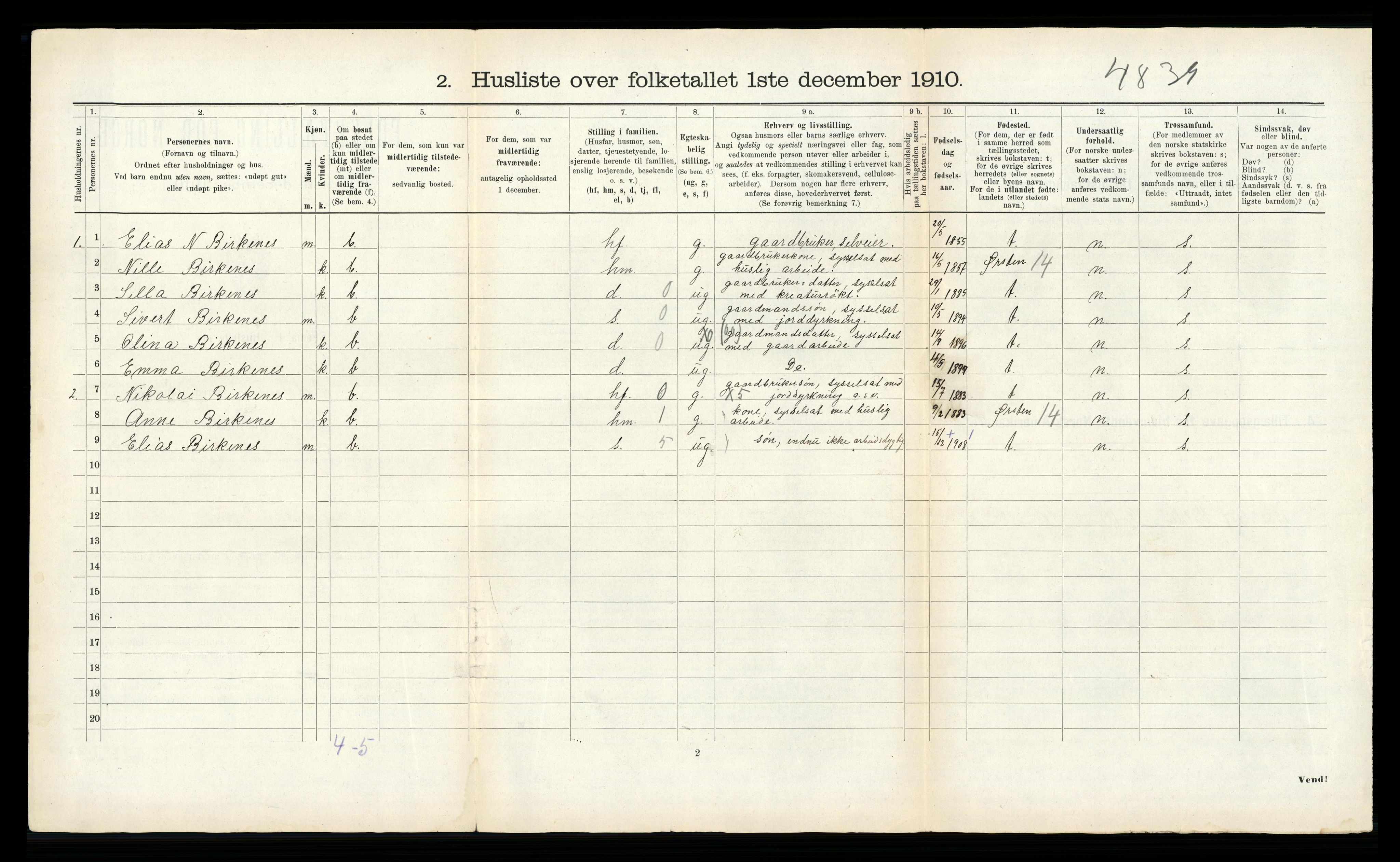 RA, 1910 census for Volda, 1910, p. 97