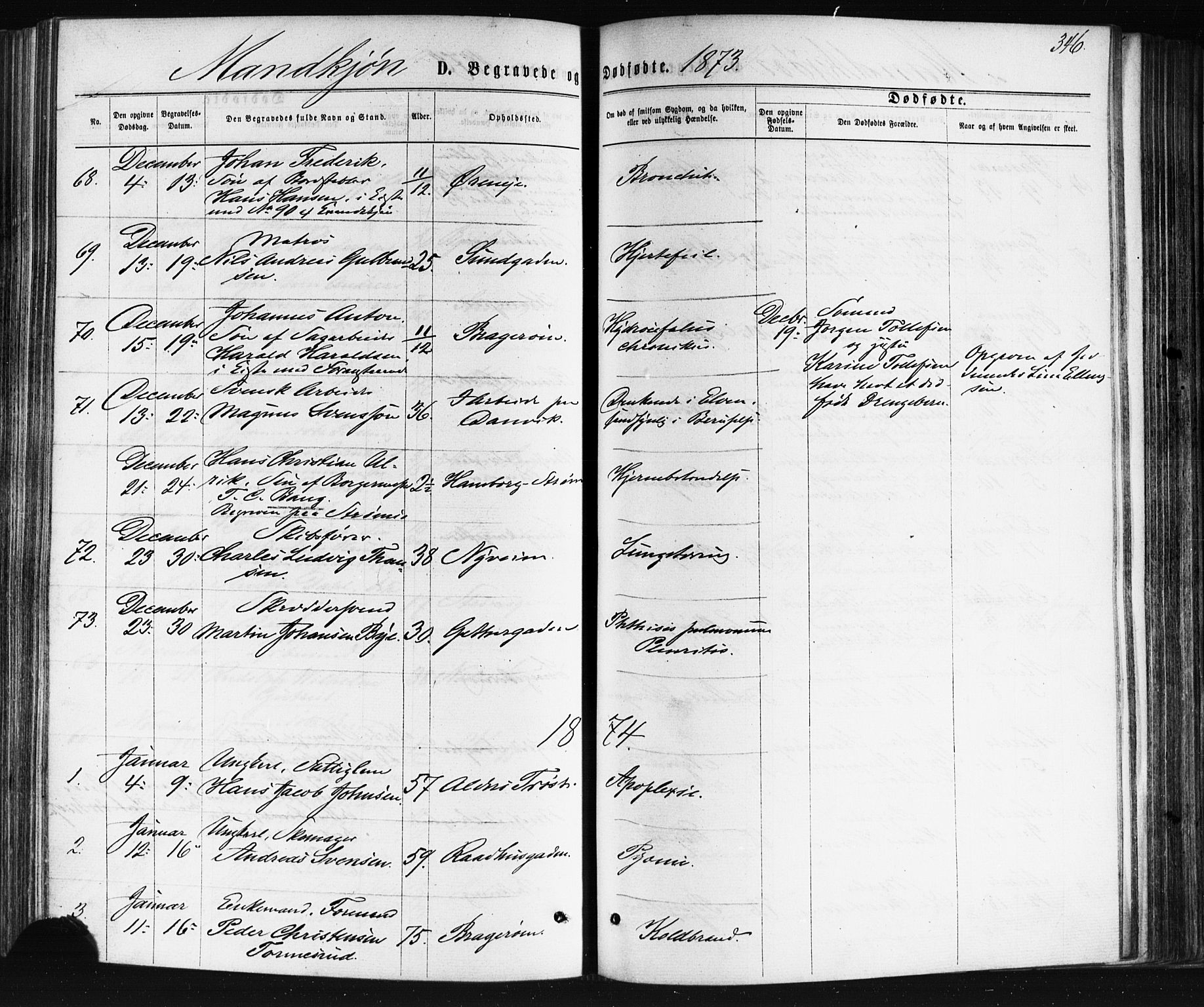 Bragernes kirkebøker, AV/SAKO-A-6/F/Fb/L0004: Parish register (official) no. II 4, 1869-1875, p. 346