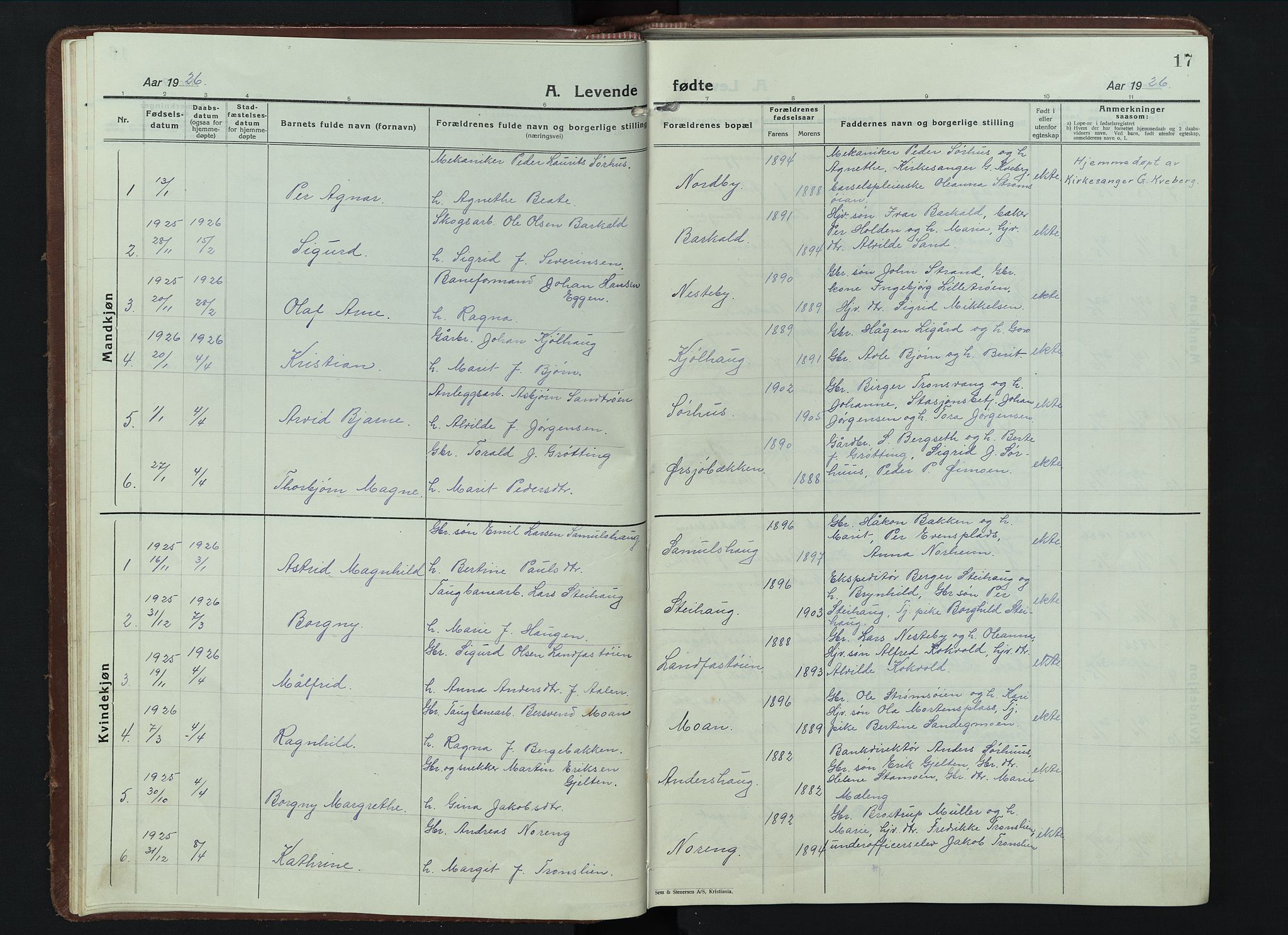 Alvdal prestekontor, SAH/PREST-060/H/Ha/Hab/L0007: Parish register (copy) no. 7, 1924-1945, p. 17