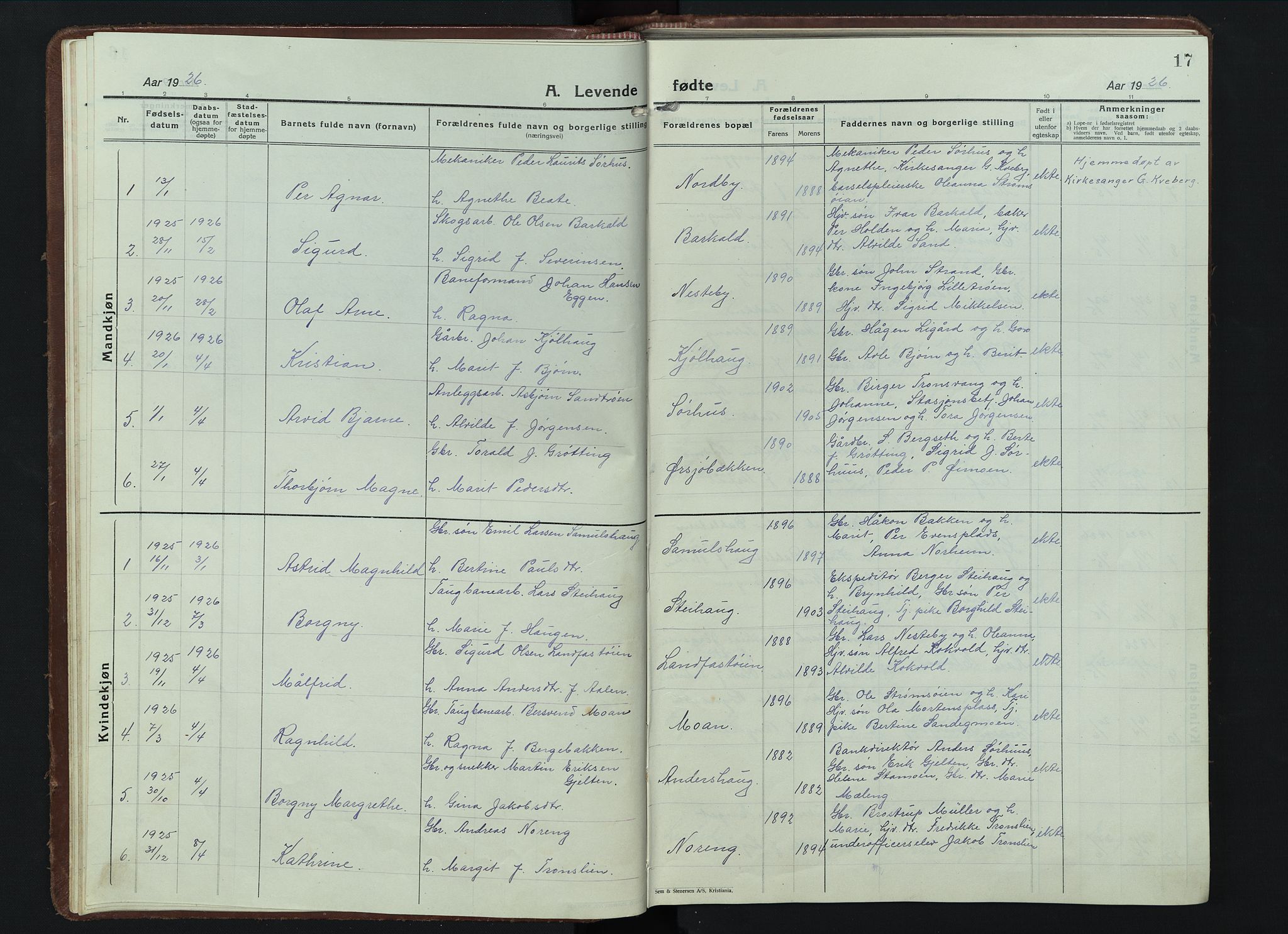 Alvdal prestekontor, AV/SAH-PREST-060/H/Ha/Hab/L0007: Parish register (copy) no. 7, 1924-1945, p. 17