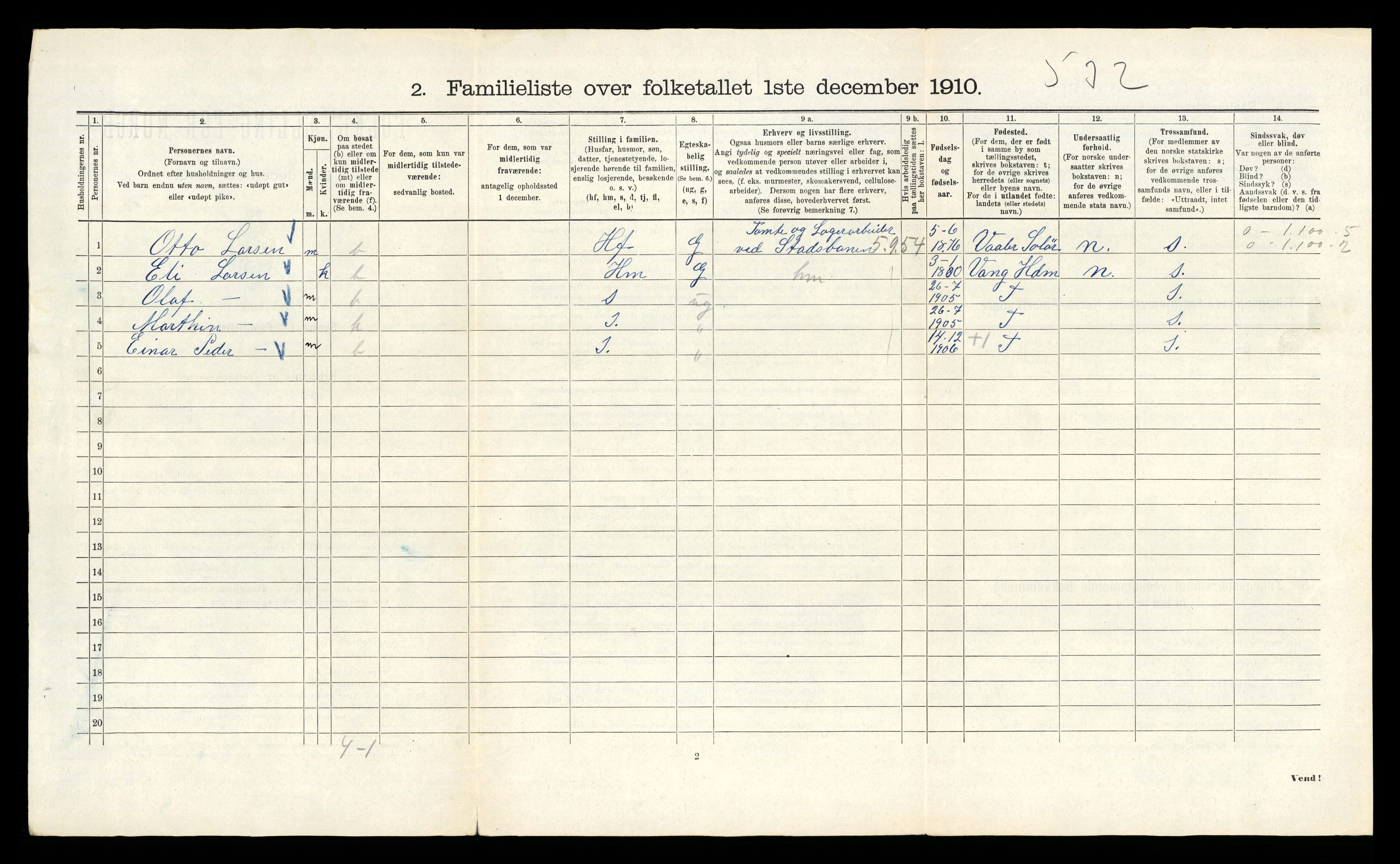 RA, 1910 census for Kristiania, 1910, p. 34722