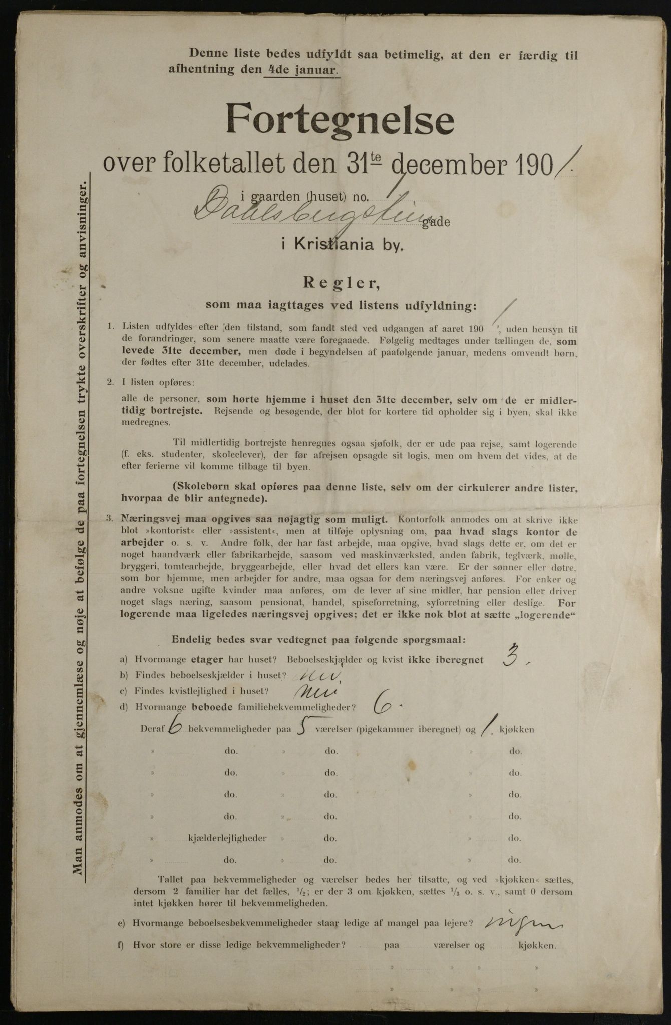 OBA, Municipal Census 1901 for Kristiania, 1901, p. 2255