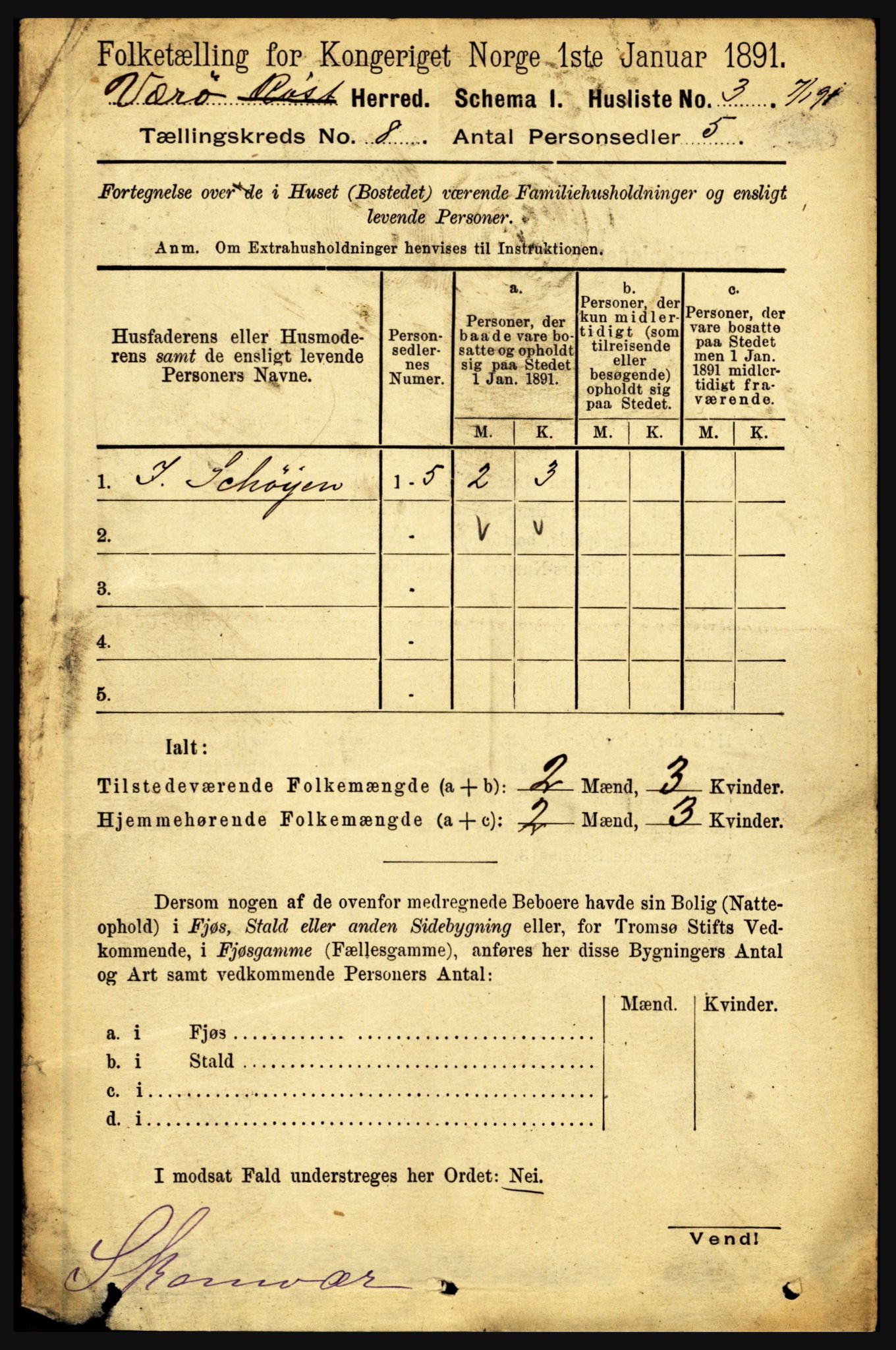 RA, 1891 census for 1857 Værøy, 1891, p. 1117