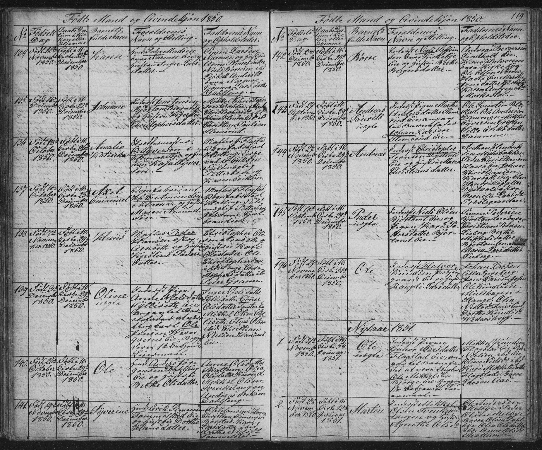 Vang prestekontor, Hedmark, SAH/PREST-008/H/Ha/Hab/L0008: Parish register (copy) no. 8, 1832-1854, p. 119