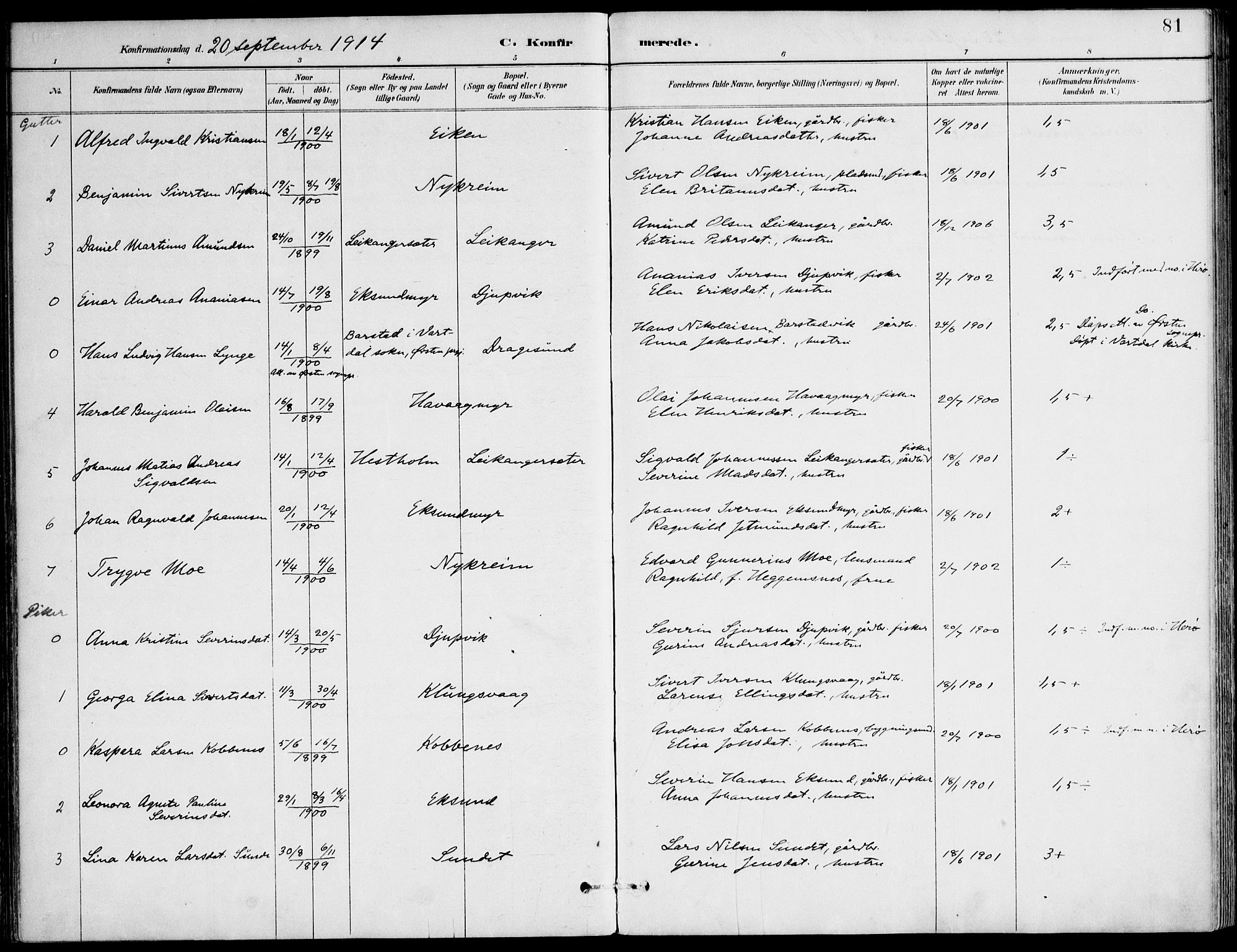 Ministerialprotokoller, klokkerbøker og fødselsregistre - Møre og Romsdal, AV/SAT-A-1454/508/L0095: Parish register (official) no. 508A02, 1887-1920, p. 81