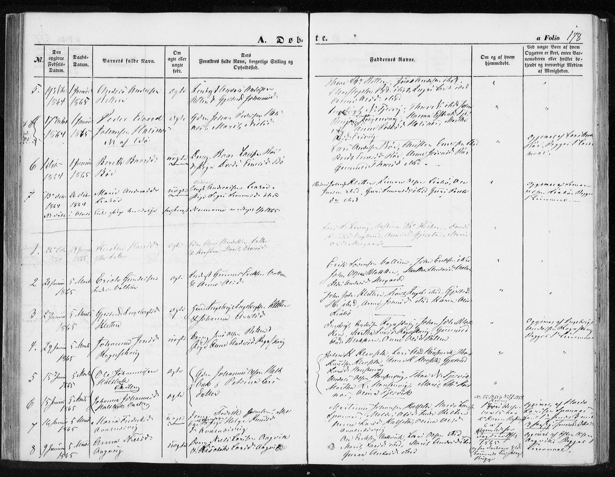 Ministerialprotokoller, klokkerbøker og fødselsregistre - Møre og Romsdal, AV/SAT-A-1454/576/L0883: Parish register (official) no. 576A01, 1849-1865, p. 178