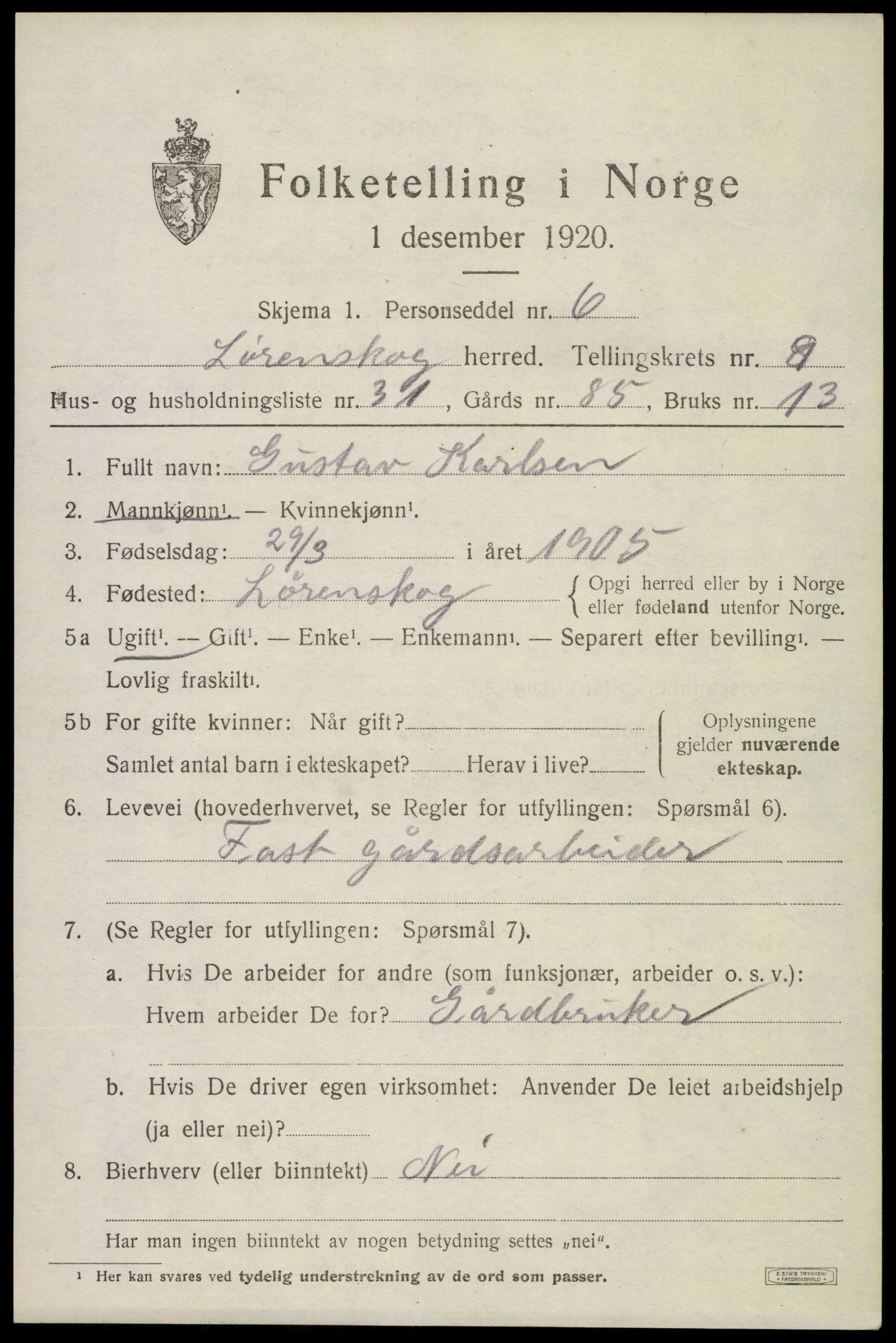 SAO, 1920 census for Lørenskog, 1920, p. 6634