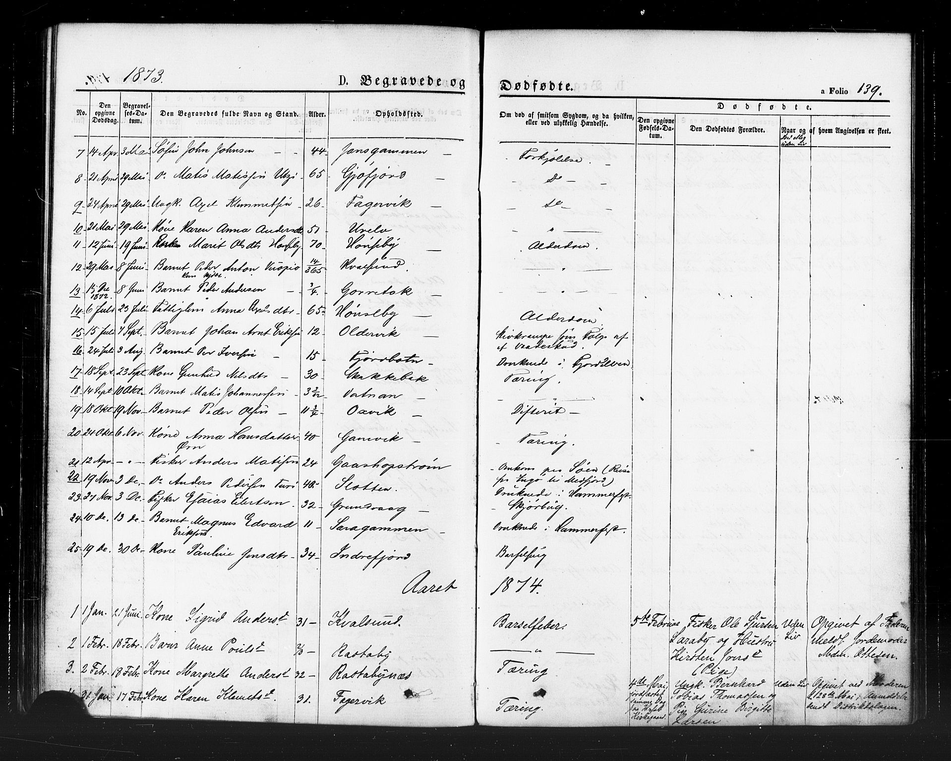 Hammerfest sokneprestkontor, SATØ/S-1347/H/Ha/L0007.kirke: Parish register (official) no. 7, 1869-1884, p. 139